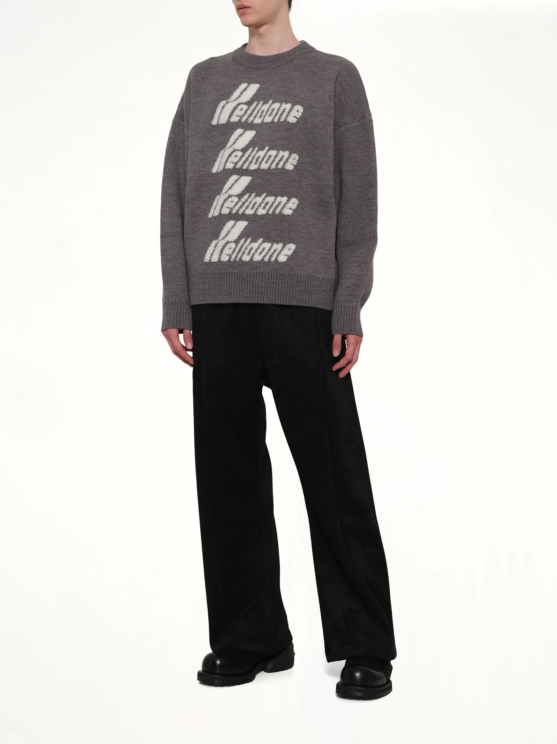 Logo Pile Knit Sweater in Grey - Image 4