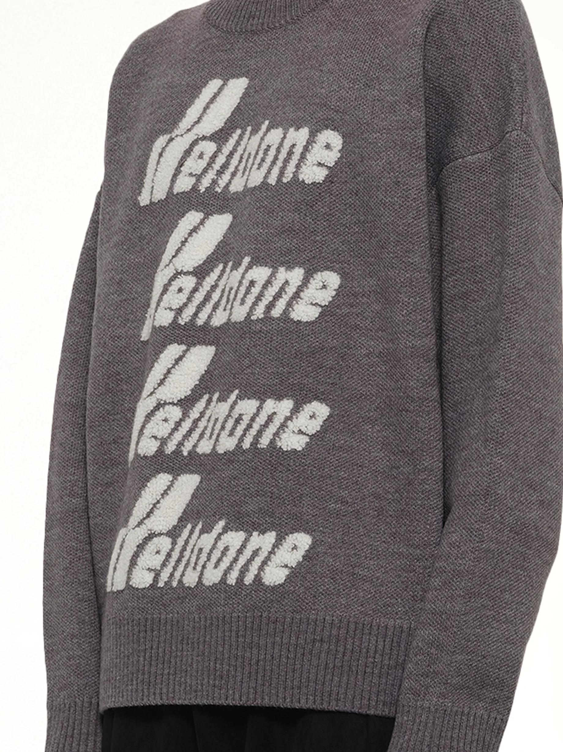 Logo Pile Knit Sweater in Grey - Image 6