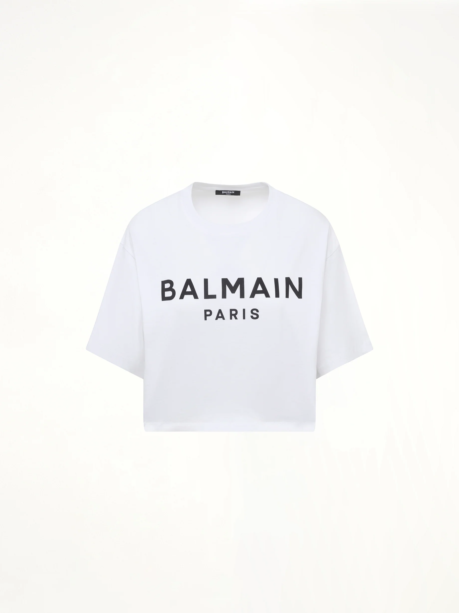 Logo Print Cropped T-Shirt in White/Black - Image 2