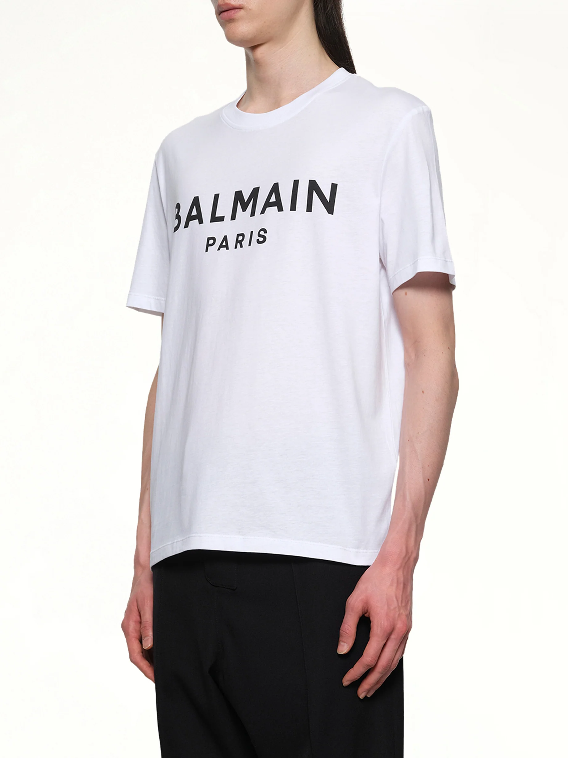 Logo Printed Straight Fit T-shirt in White/Black - Image 3