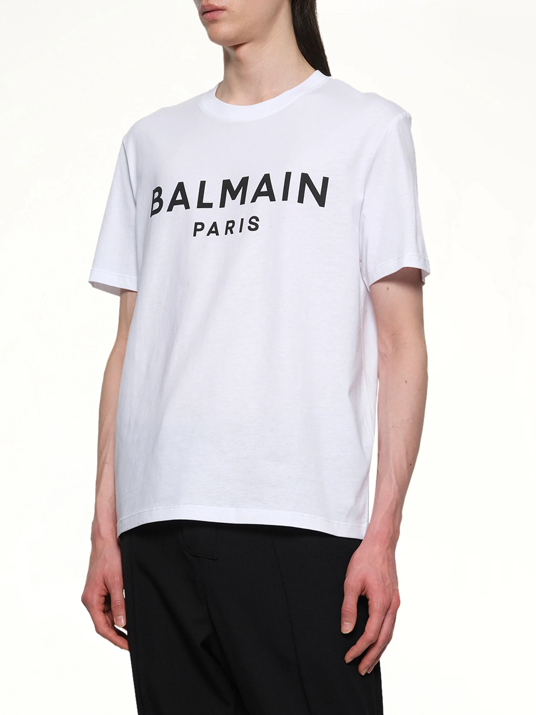 Logo Printed Straight Fit T-shirt in White/Black - Image 6