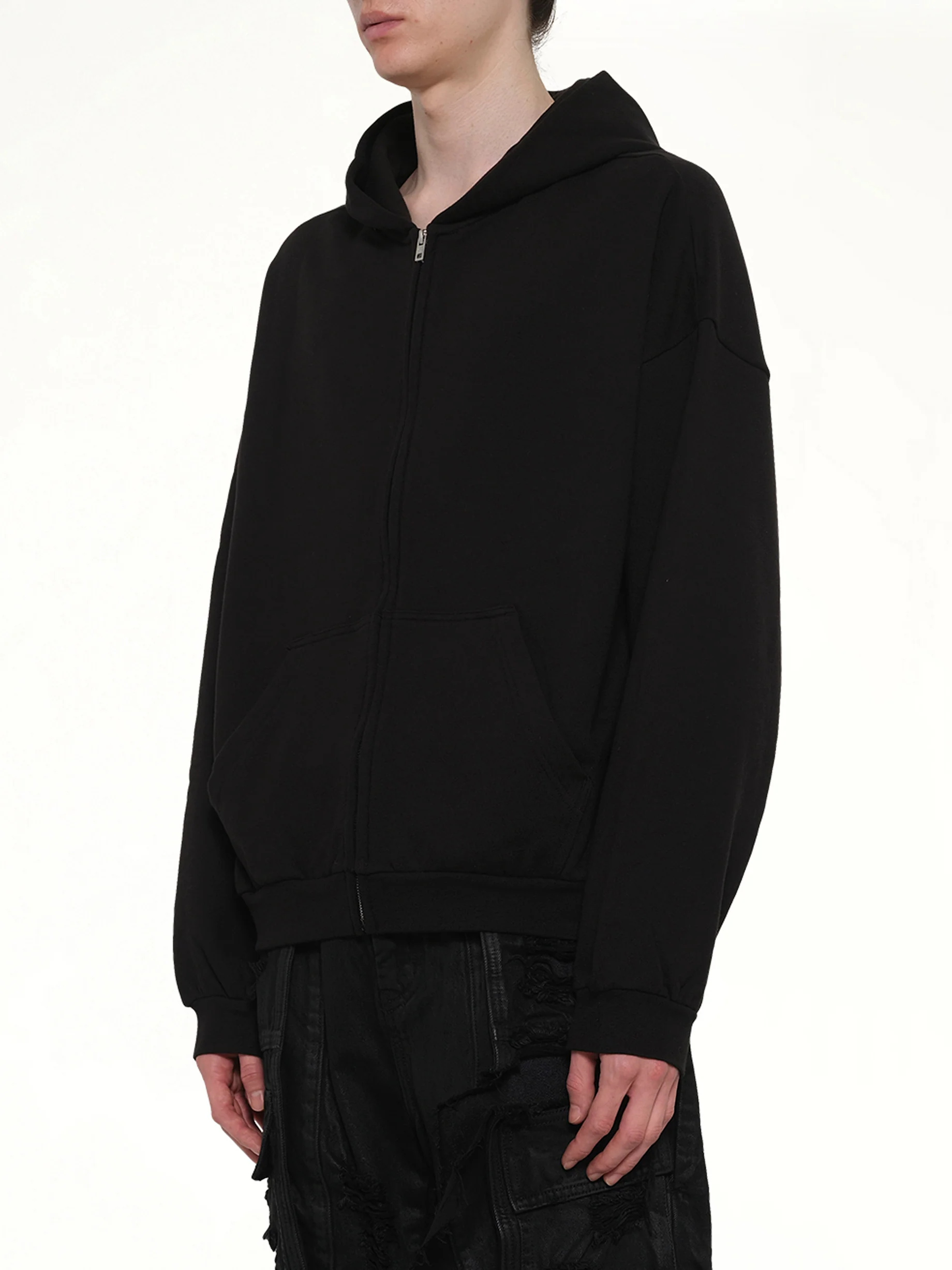 Logo Zip-Up Hoodie in Black - Image 3