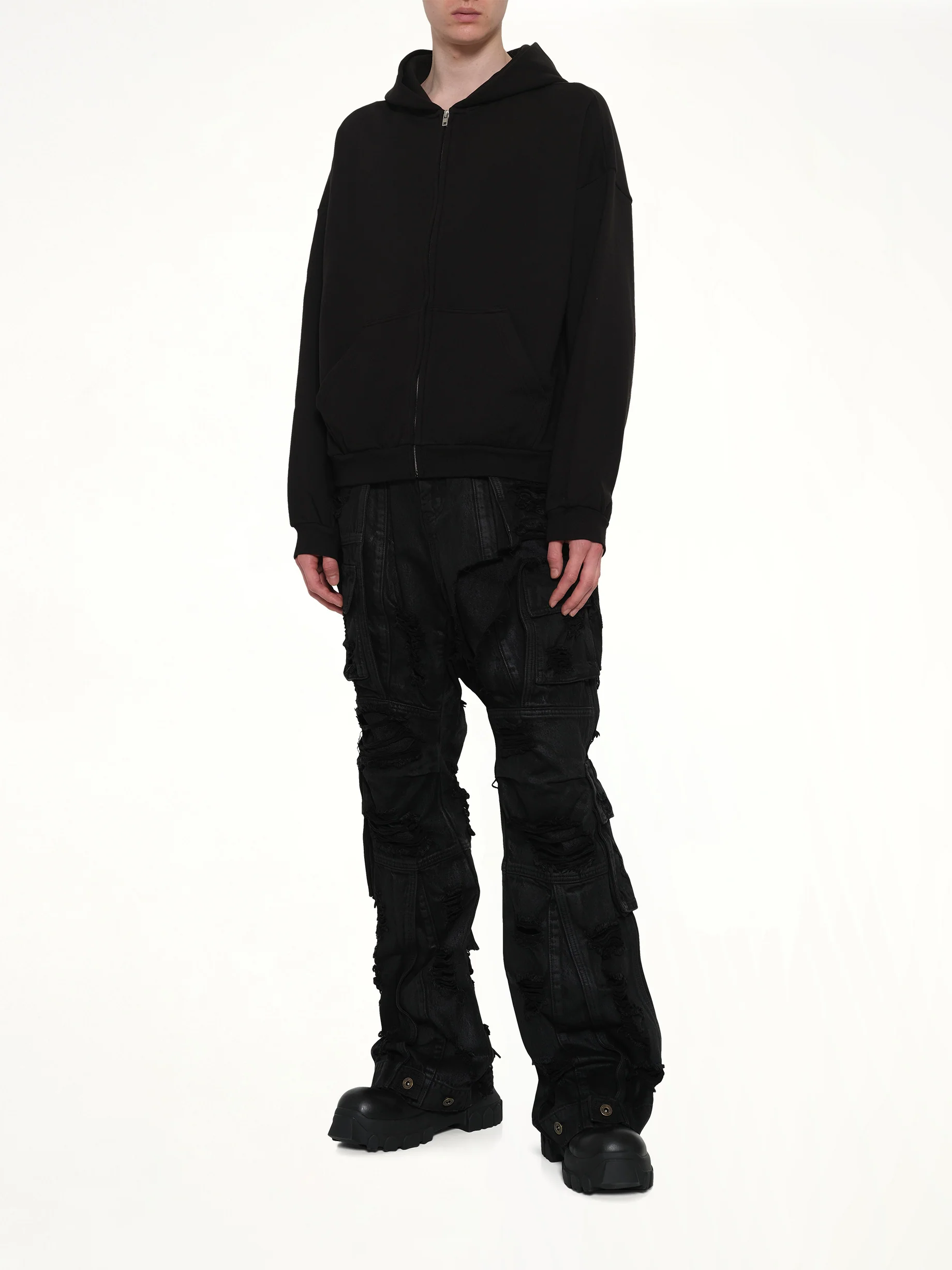 Logo Zip-Up Hoodie in Black - Image 4