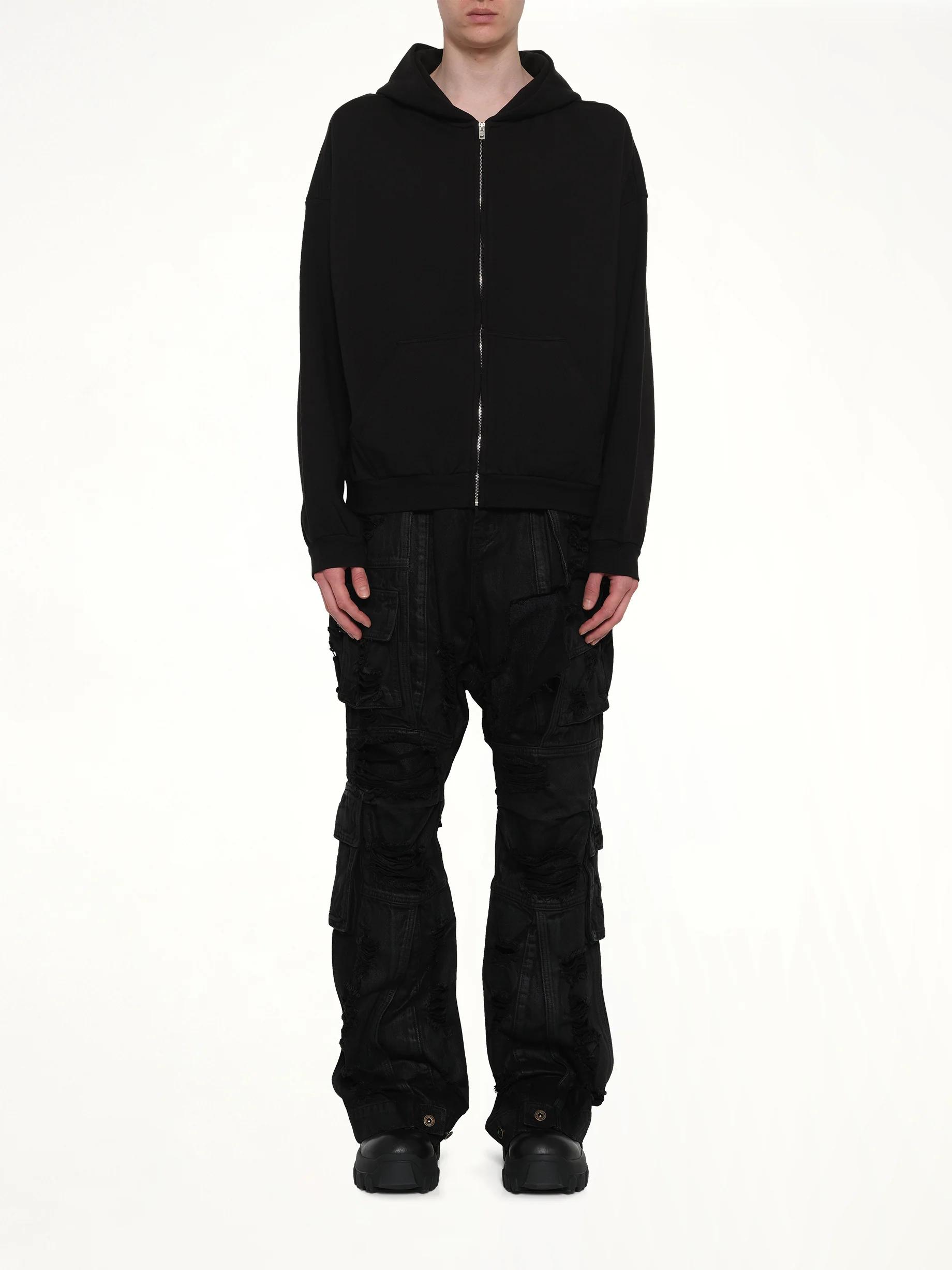 Logo Zip-Up Hoodie in Black - Image 7