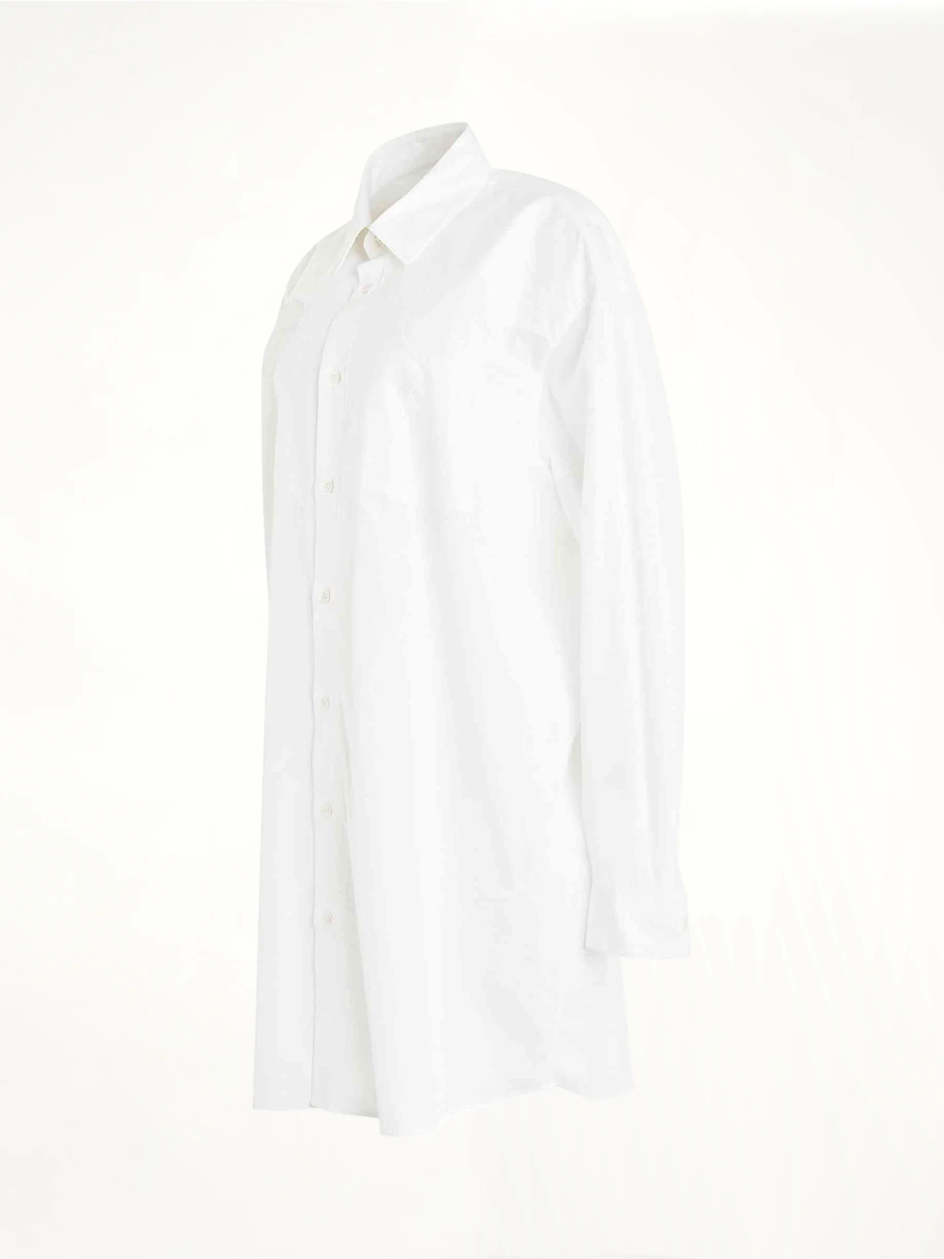 Long Sleeve Cotton Poplin Shirt in White - Image 2