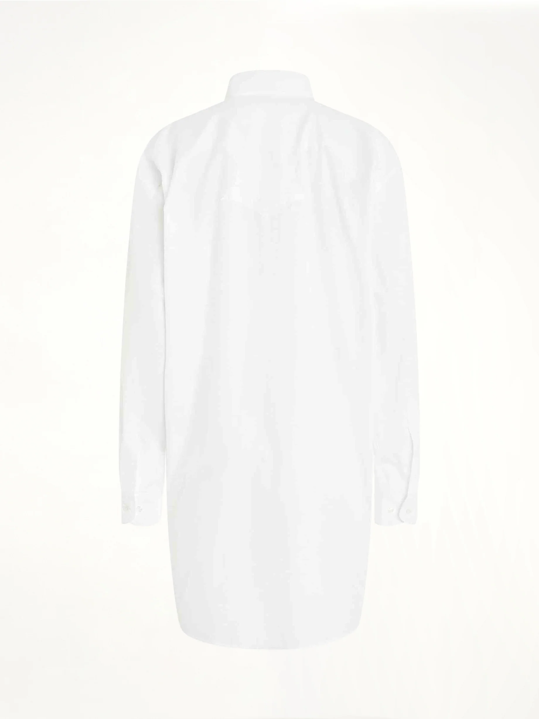 Long Sleeve Cotton Poplin Shirt in White - Image 4