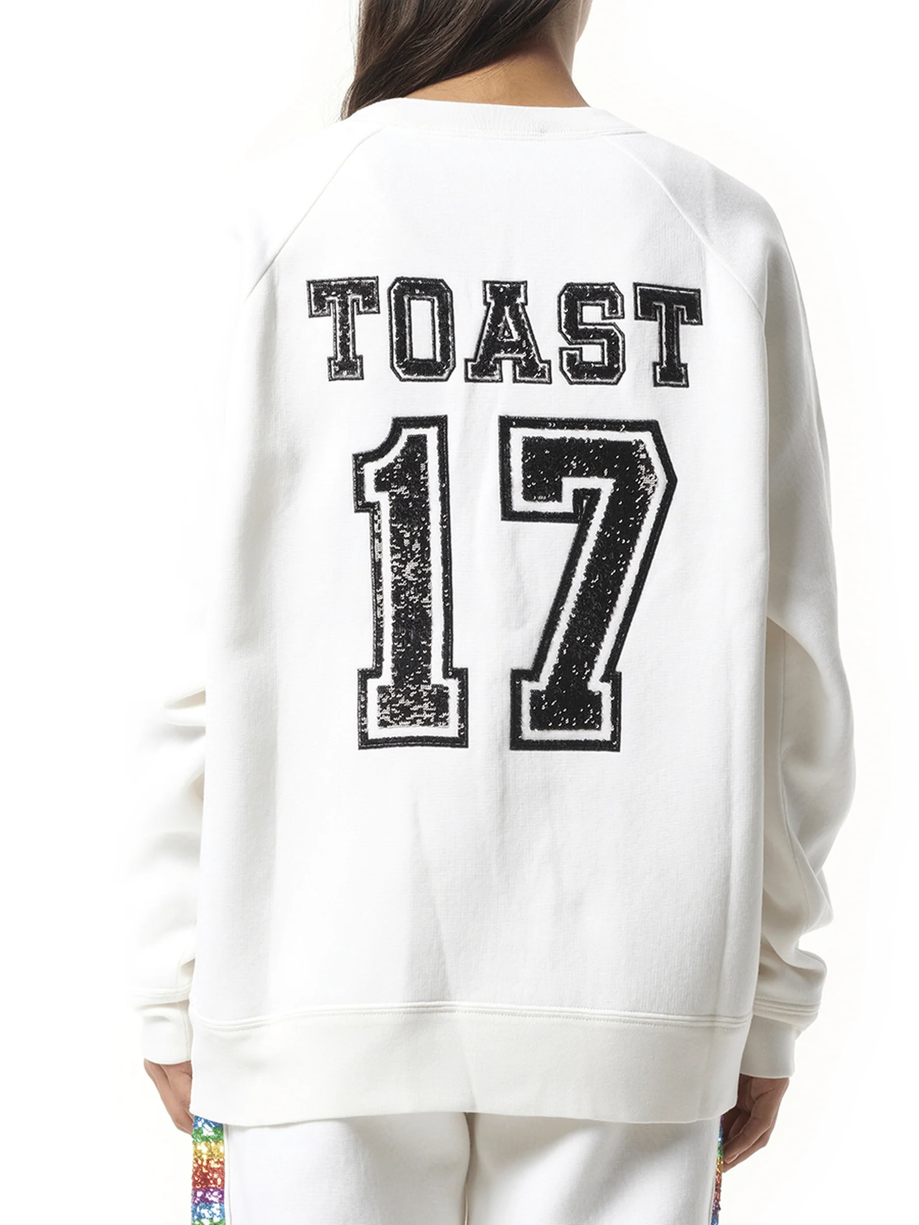Long Sleeve Crew Sweatshirt in White - Image 4