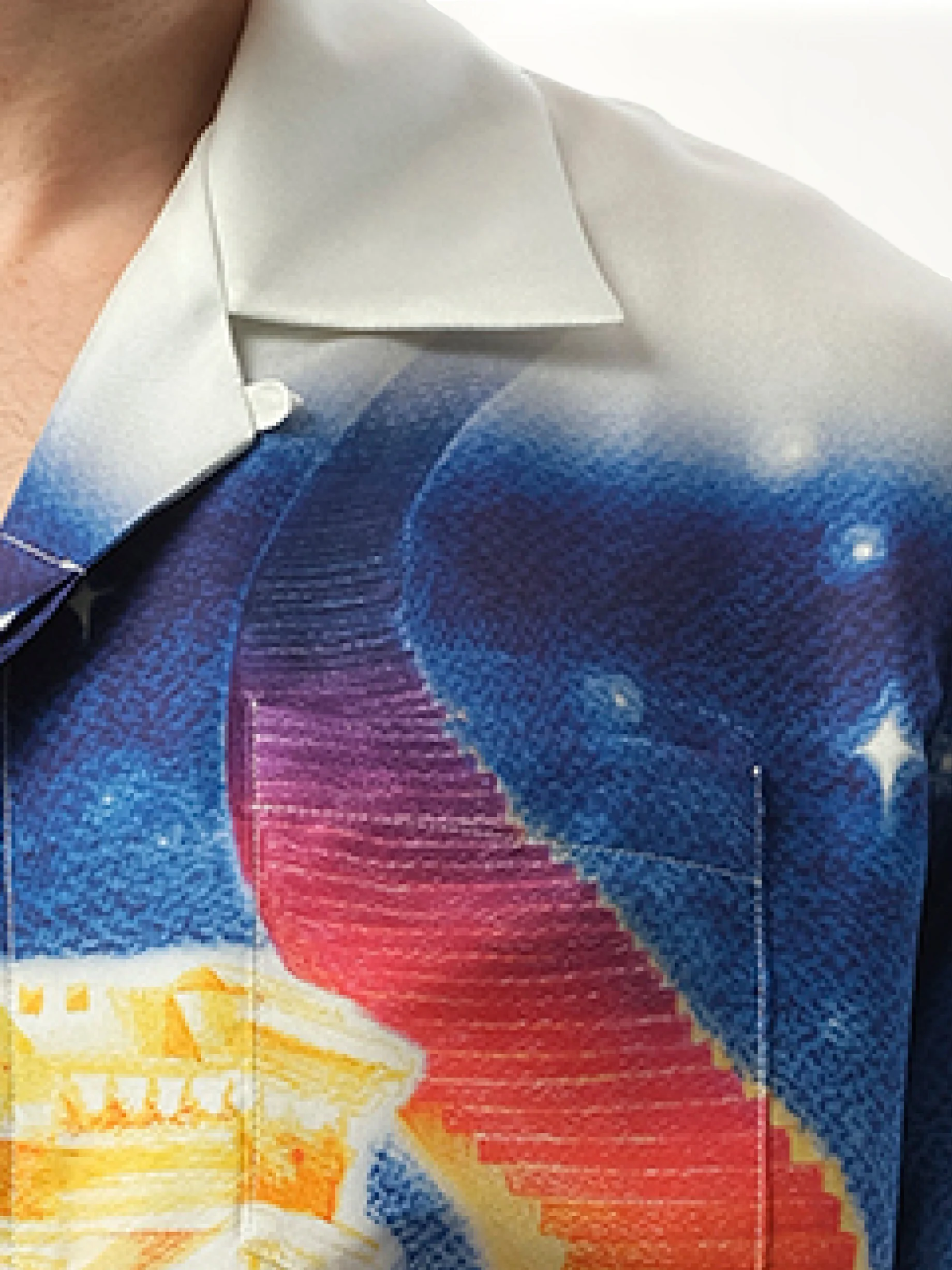 Long Sleeve Cuban Collar Shirt in Midnight Acropolis - Image 3