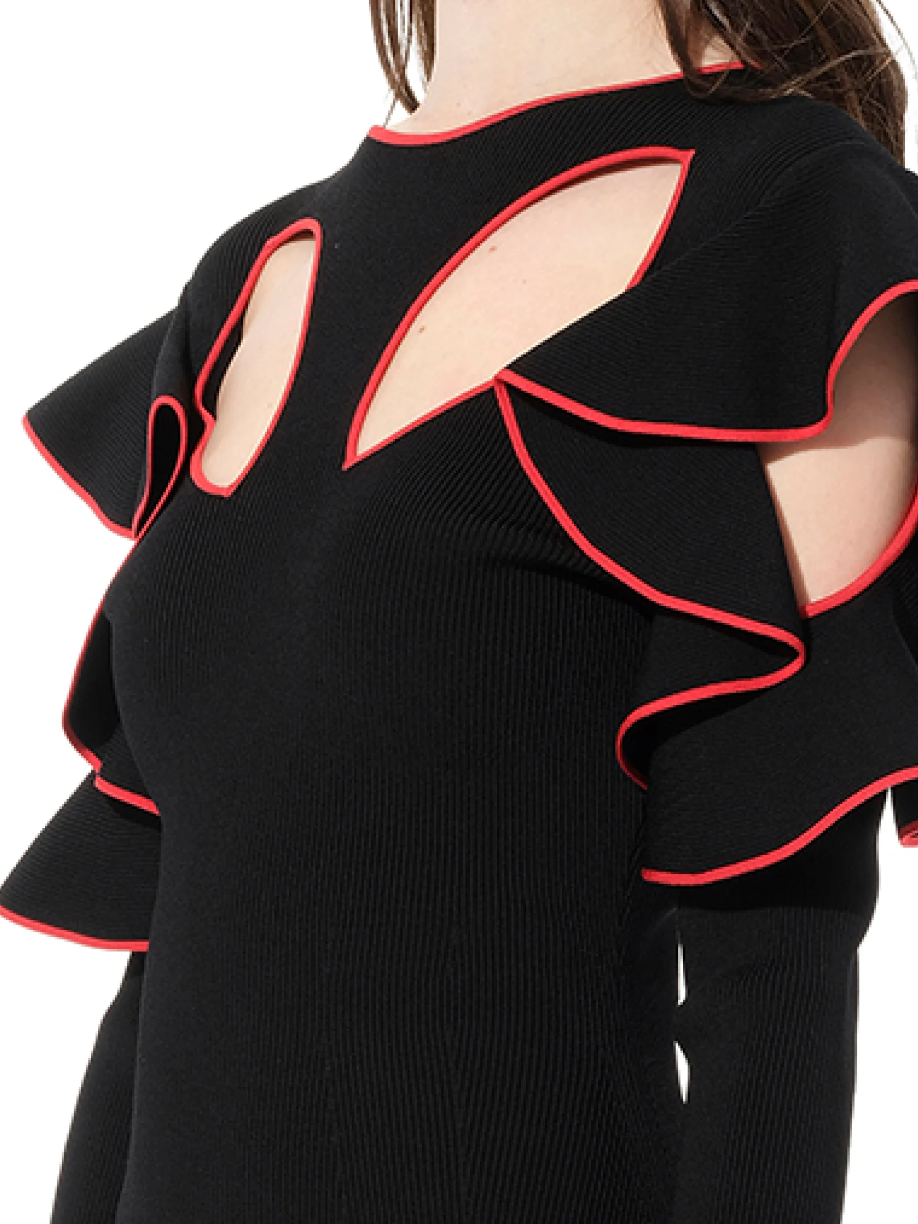 Long Sleeve Knit Dress in Black - Image 3