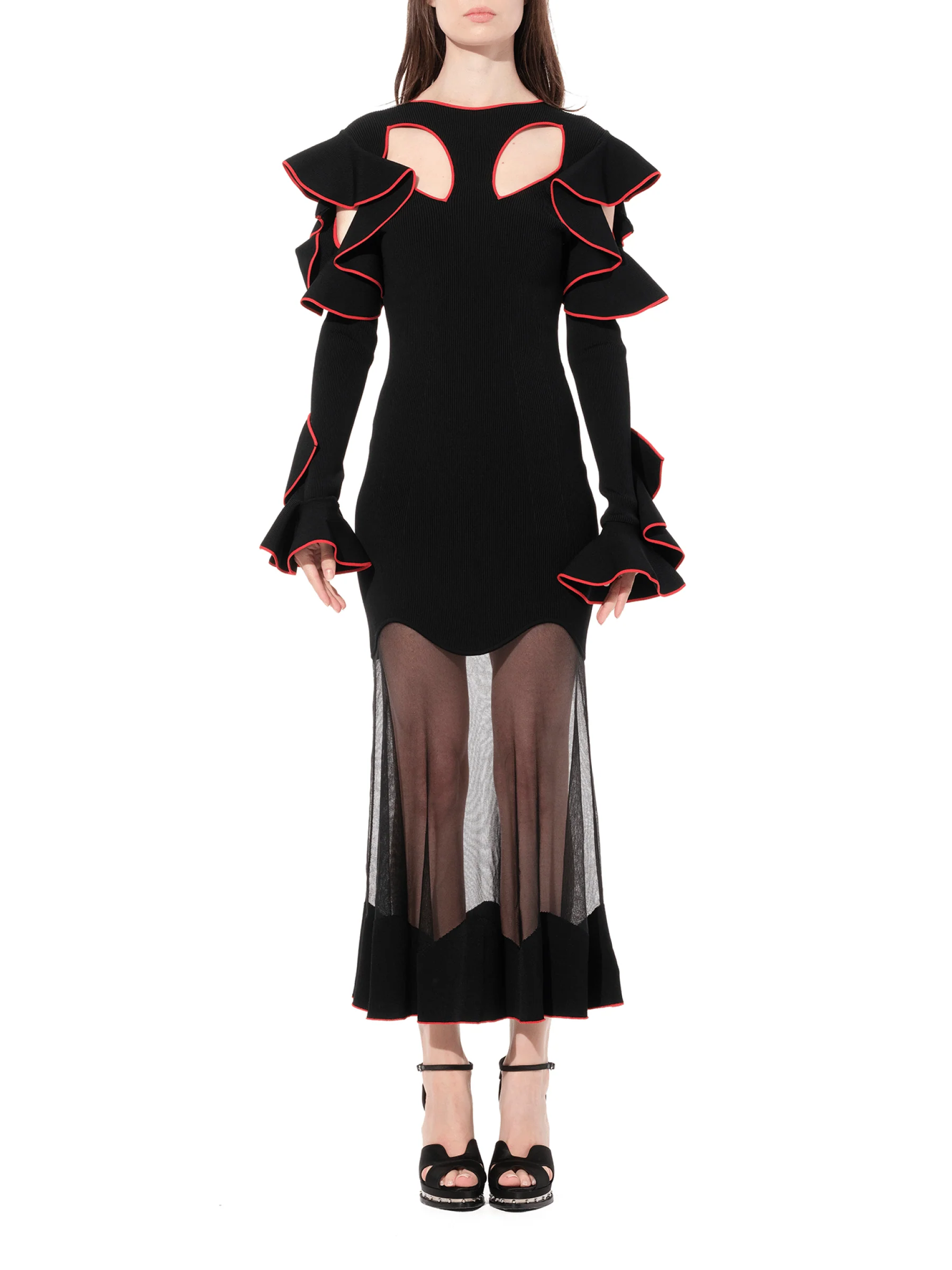 Long Sleeve Knit Dress in Black - Image 4