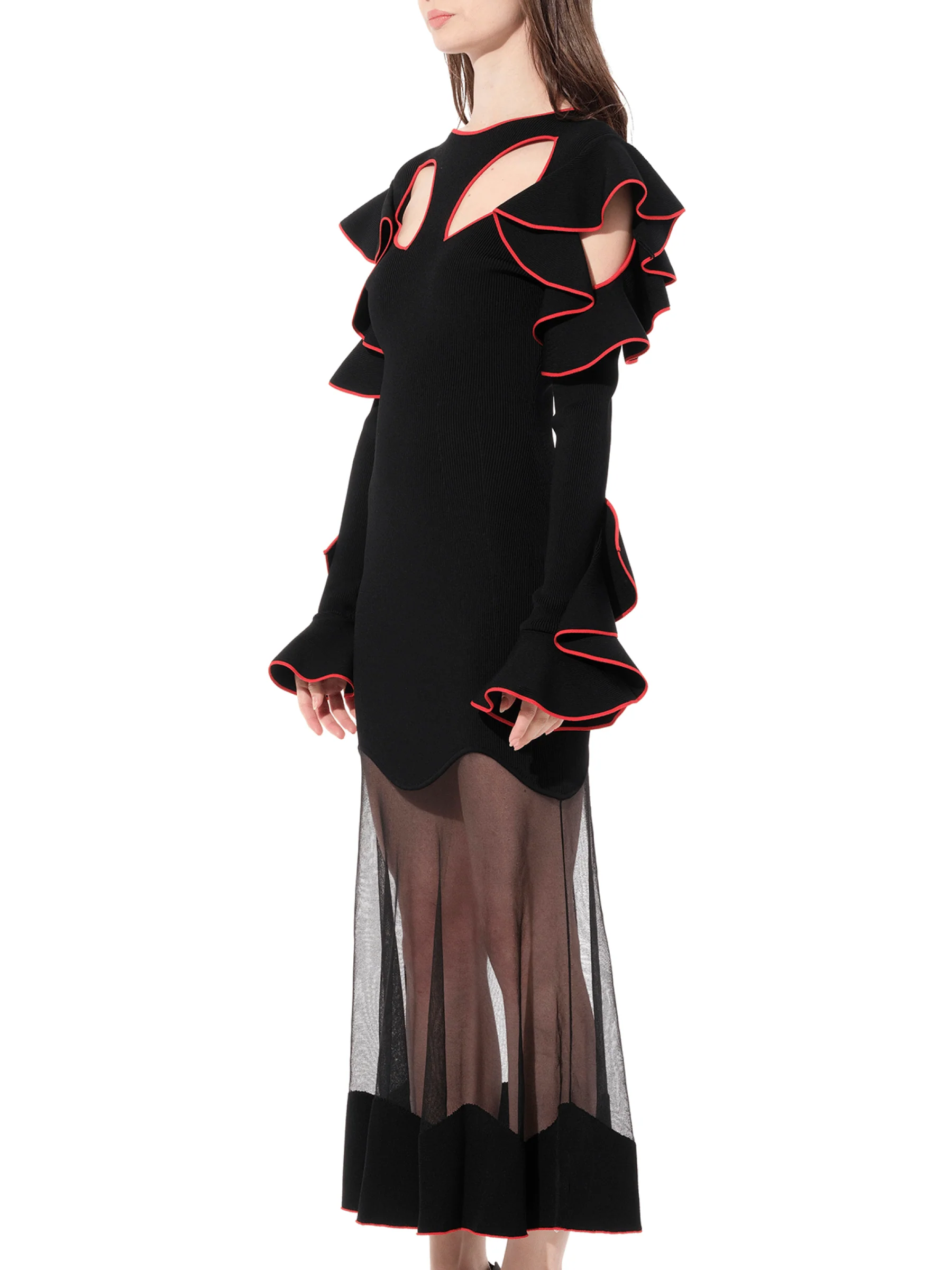 Long Sleeve Knit Dress in Black - Image 5