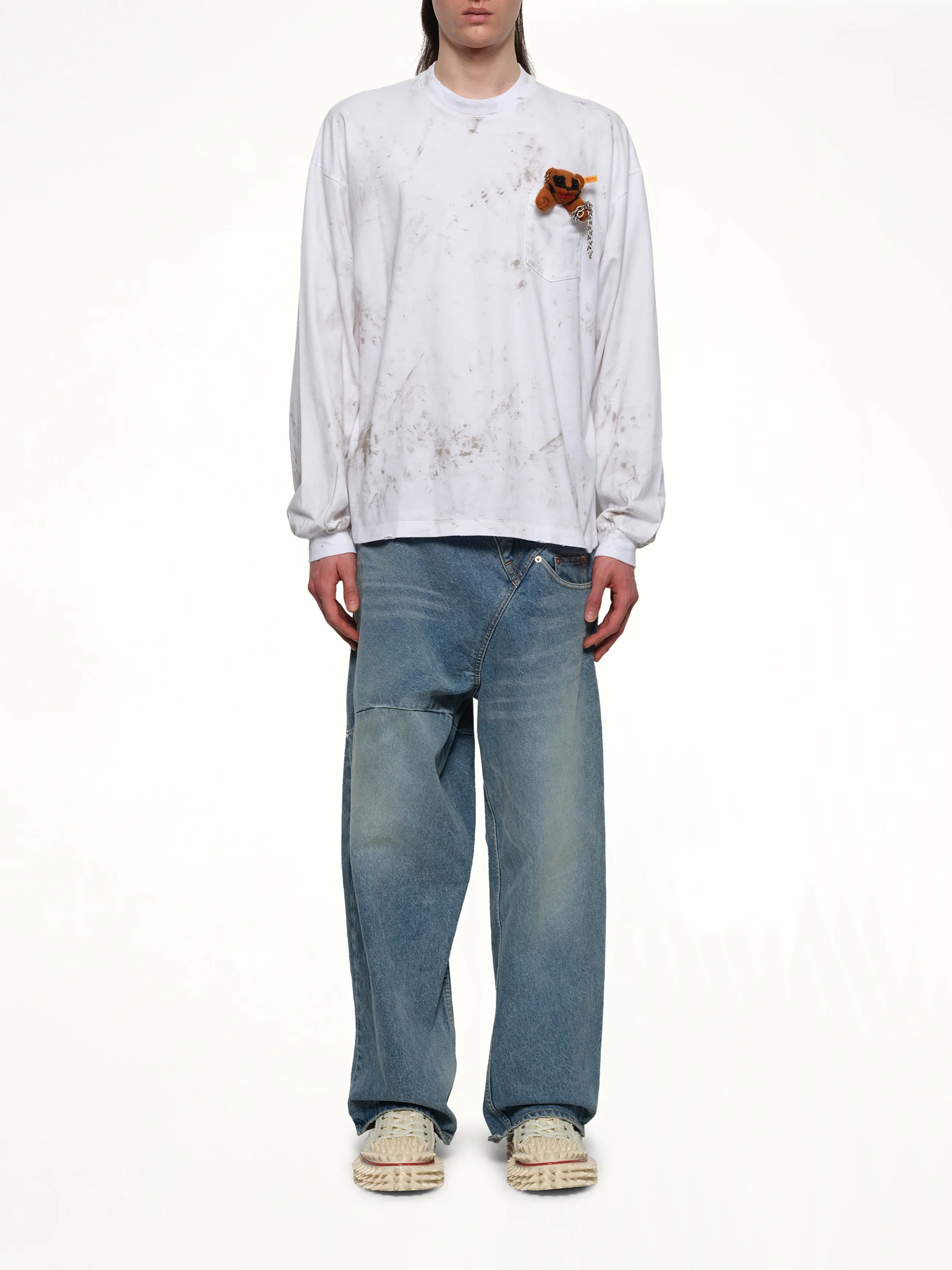 Long Sleeve T-Shirt With Villain Bear in White - Image 7