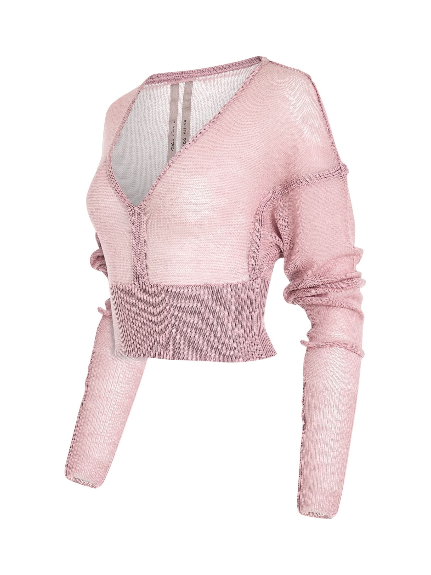 Long Sleeve V Knit Sweater in Dusty Pink - Image 2