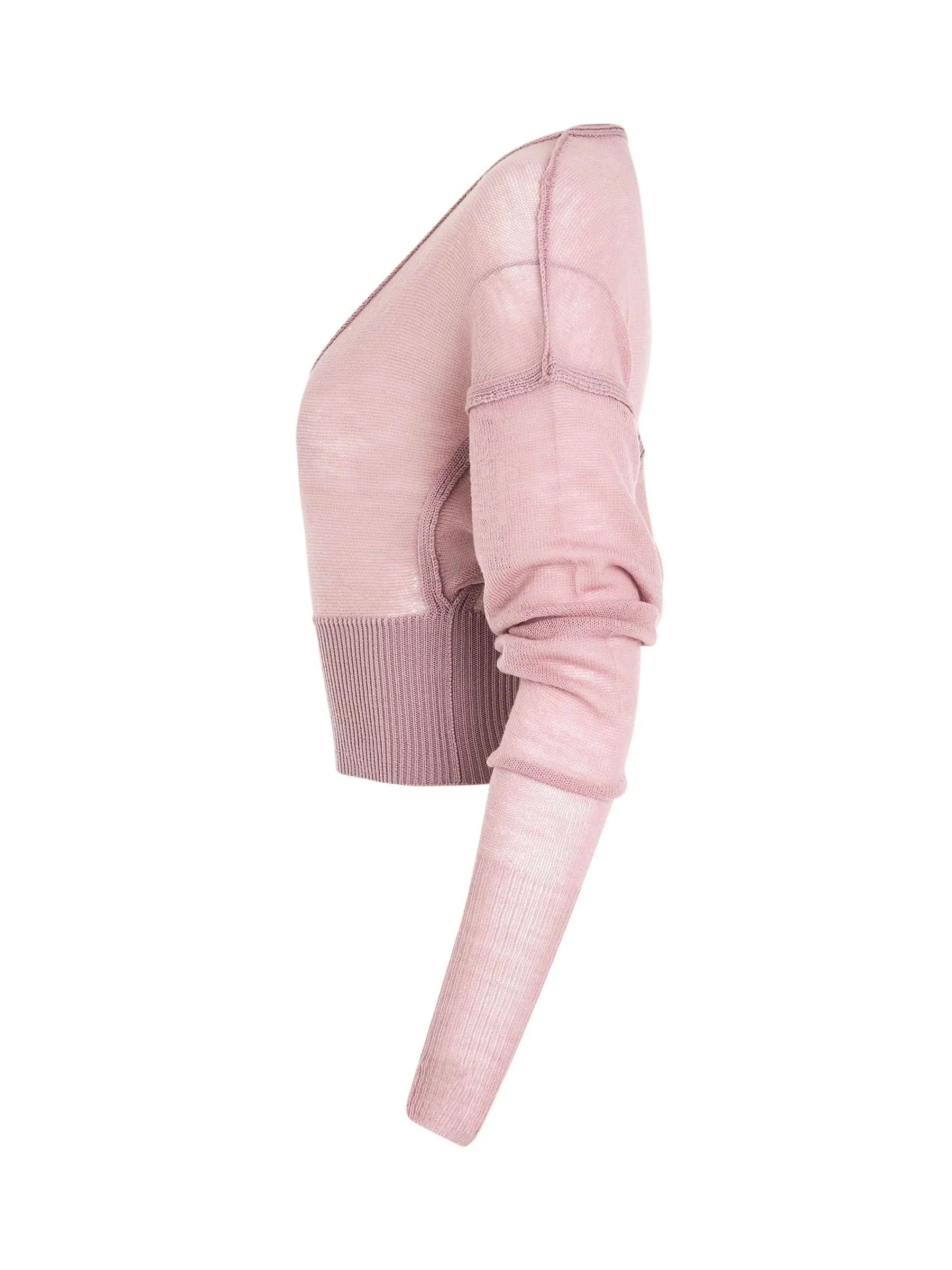 Long Sleeve V Knit Sweater in Dusty Pink - Image 3