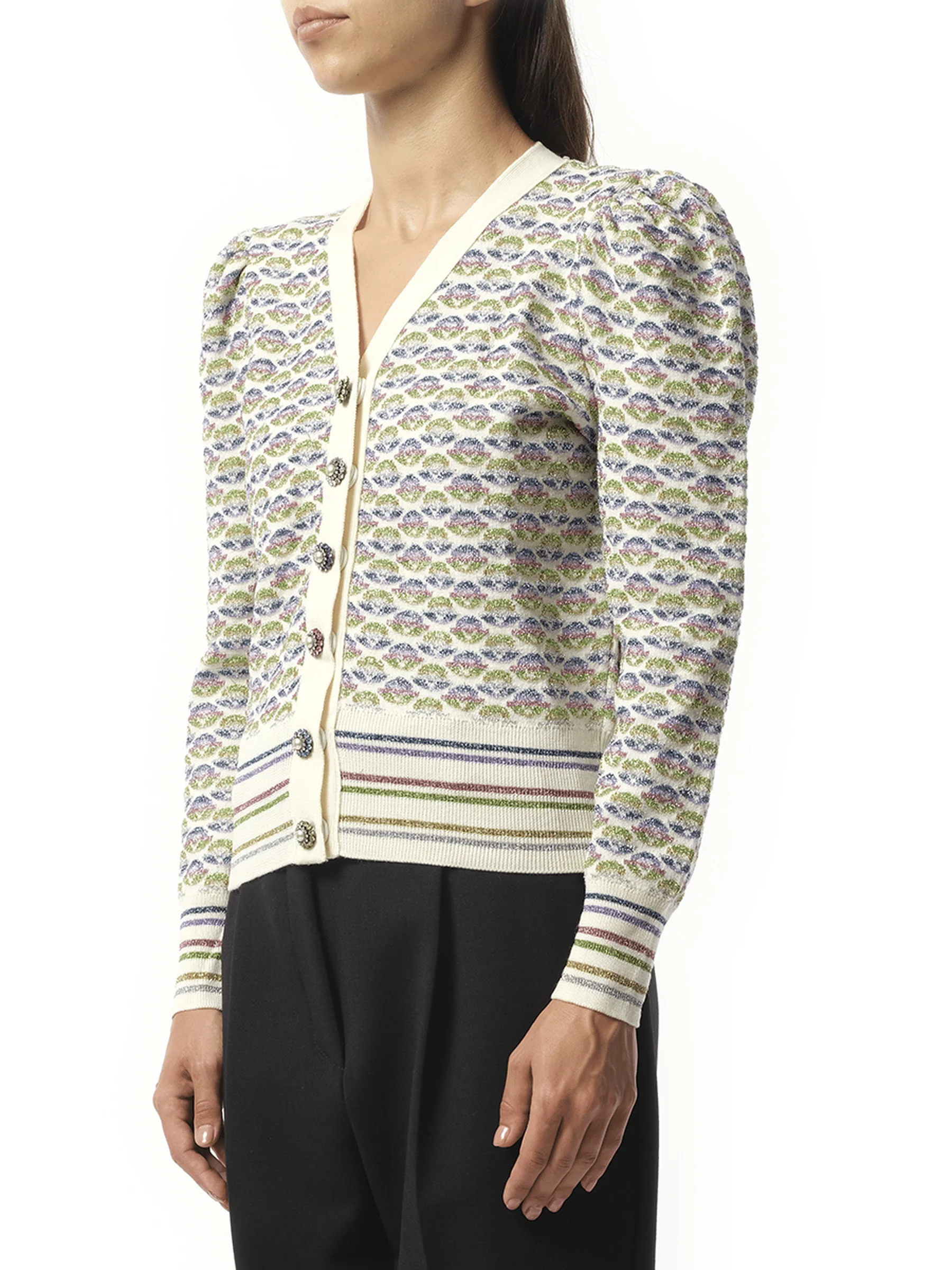Long Sleeve V-Neck Cardigan in Vintage - Image 2