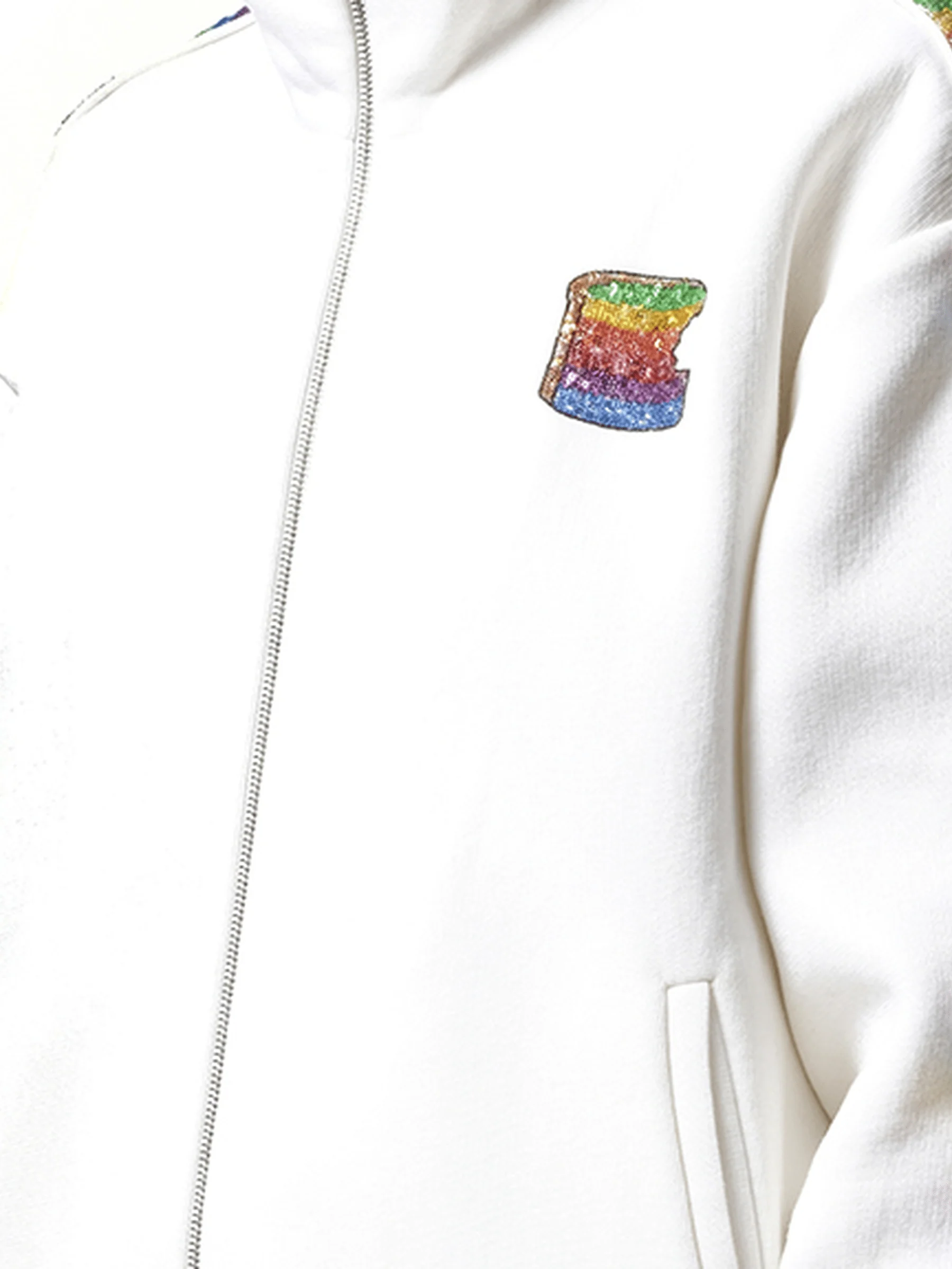 Long Sleeve Zip Sweatshirt in White - Image 3