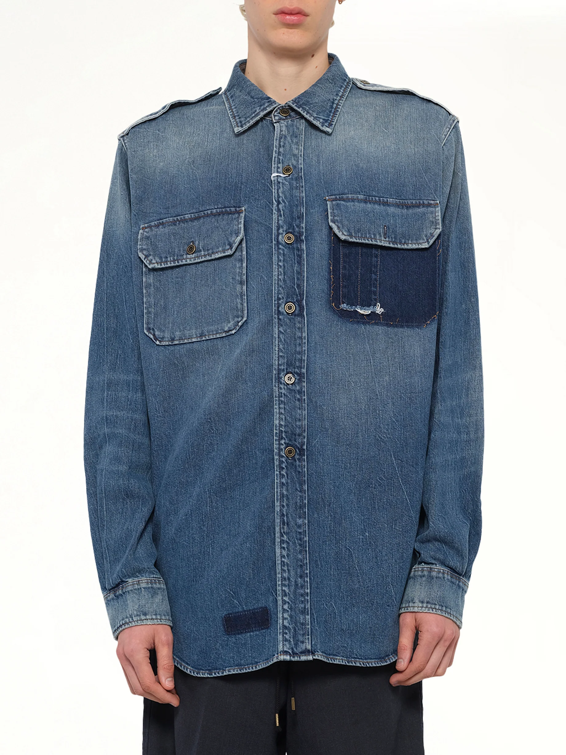 Long-sleeved Shirt in Vintage Medium Blue