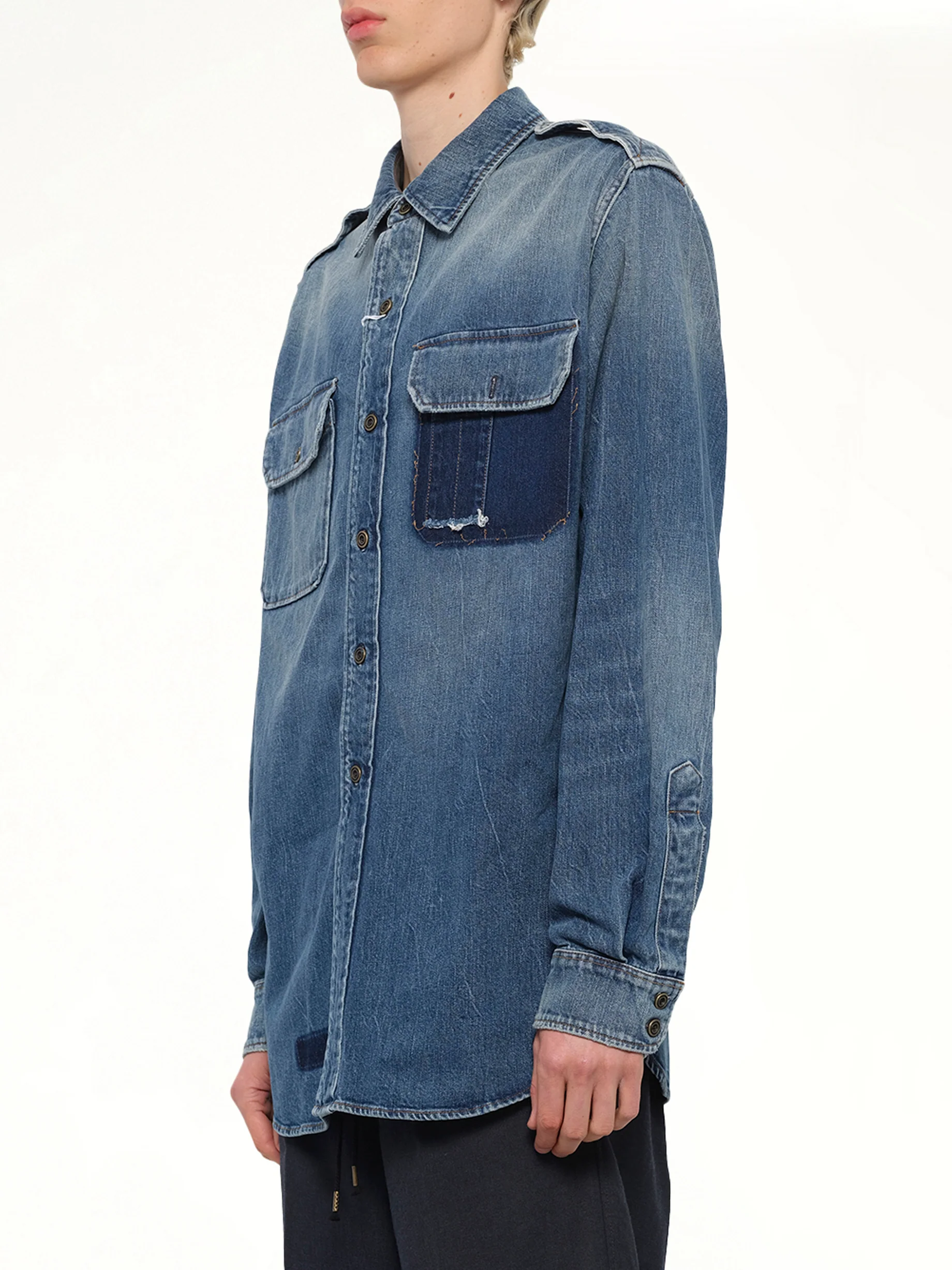 Long-sleeved Shirt in Vintage Medium Blue - Image 3