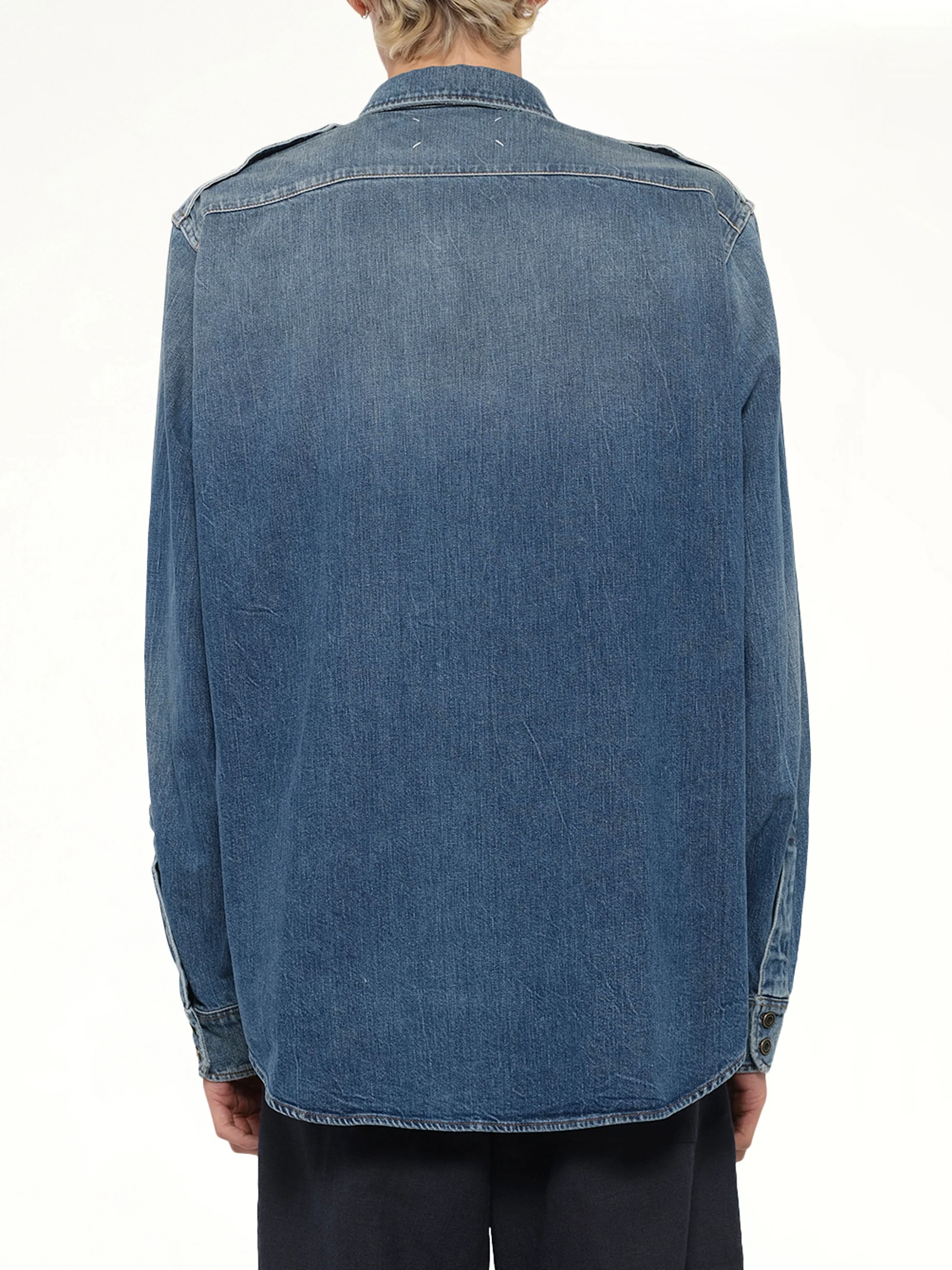Long-sleeved Shirt in Vintage Medium Blue - Image 5
