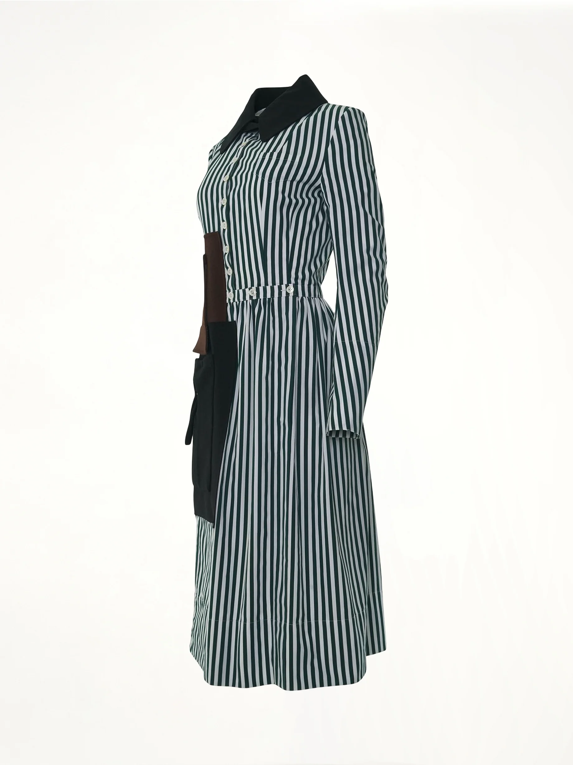 Long Stripe Shirt Dress in White - Image 2