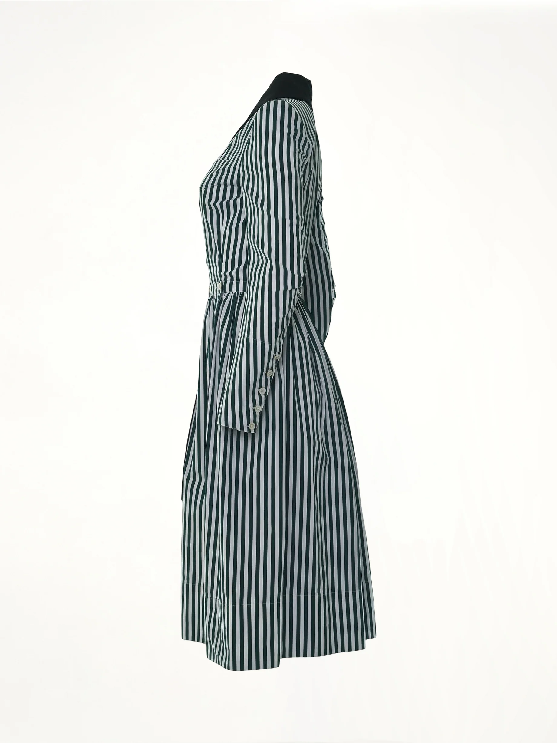 Long Stripe Shirt Dress in White - Image 3