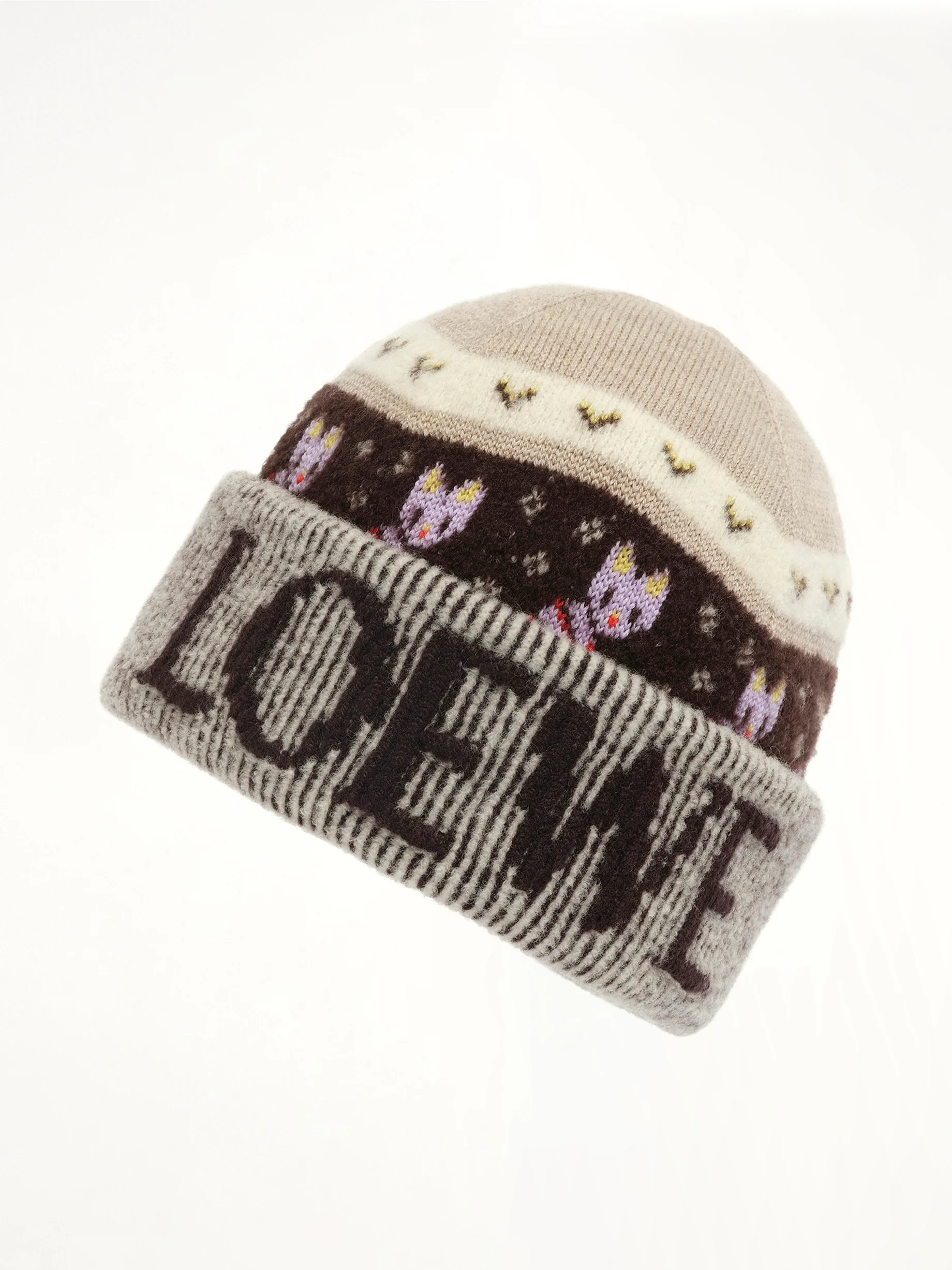 Louis Wain Beanie in Beige/Multicolour - Image 2