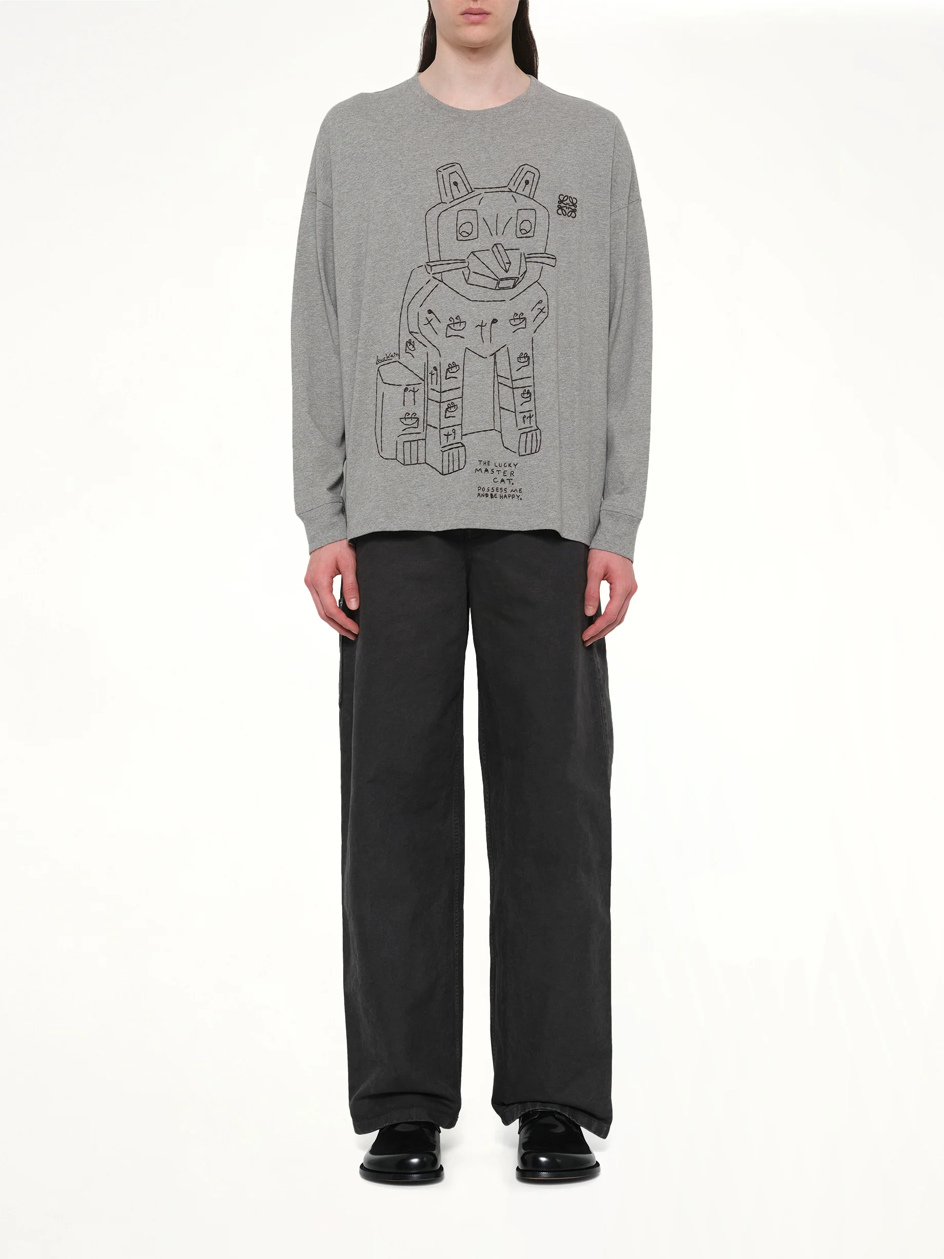 Louis Wain Long Sleeve T-Shirt in Grey Melange - Image 7