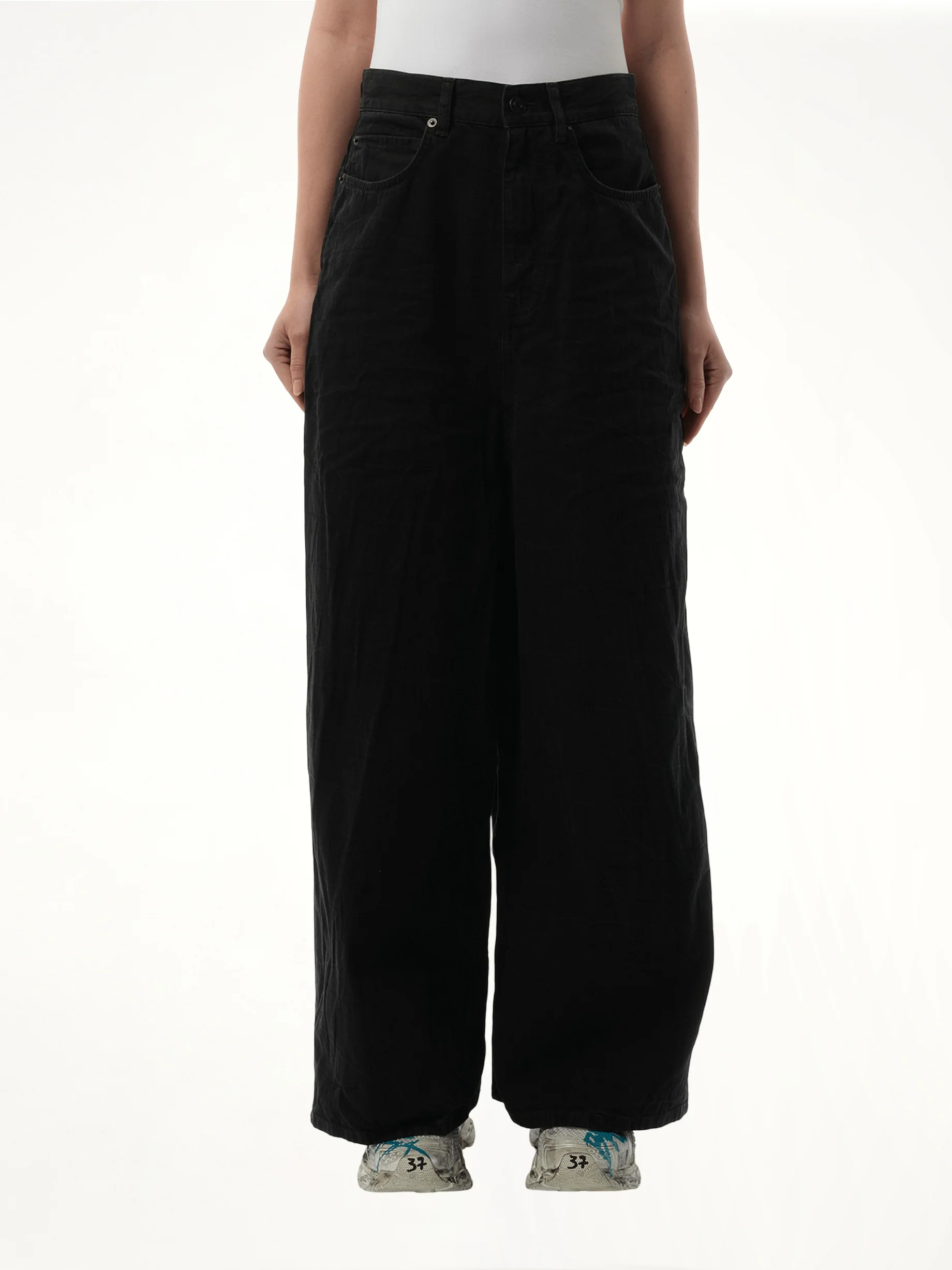 Low Crotch Japanese Denim Jeans in Black