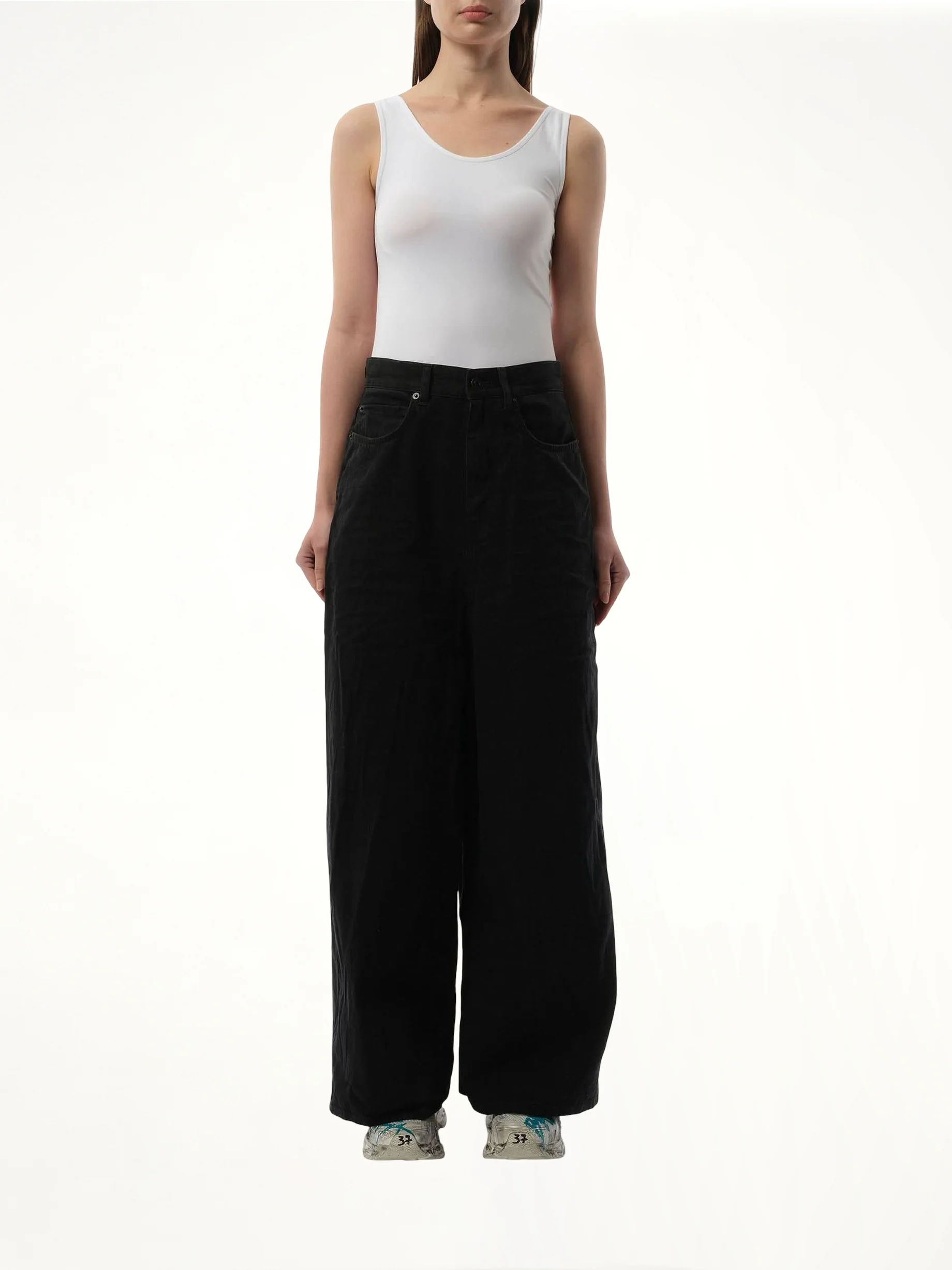 Low Crotch Japanese Denim Jeans in Black - Image 4