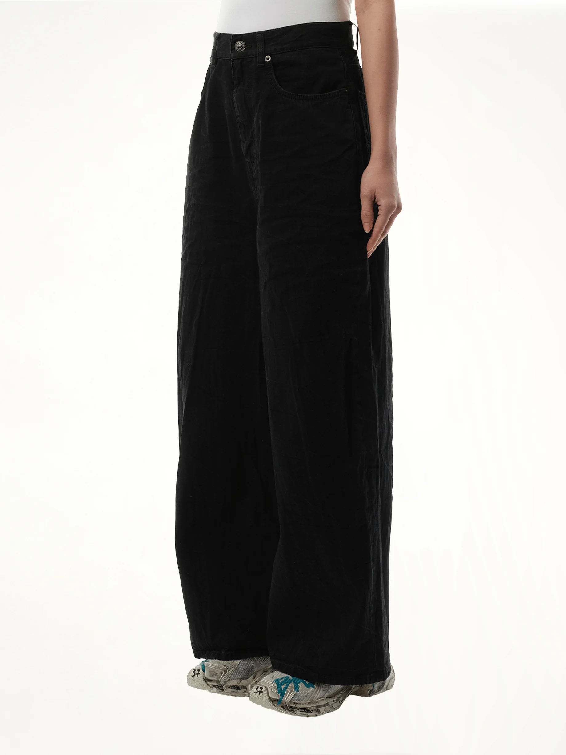Low Crotch Japanese Denim Jeans in Black - Image 5