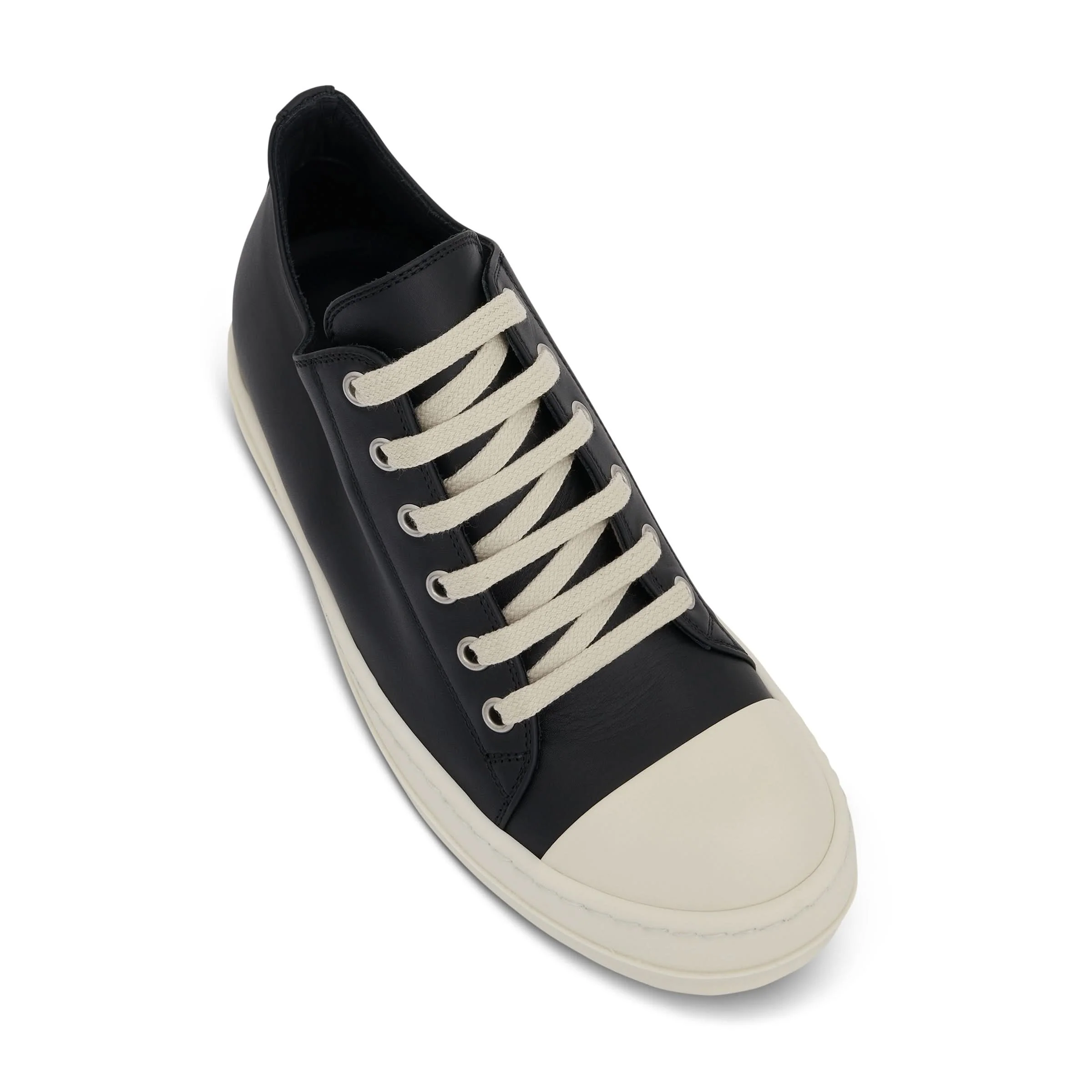 Low Leather Sneakers in Black/Milk - Image 3