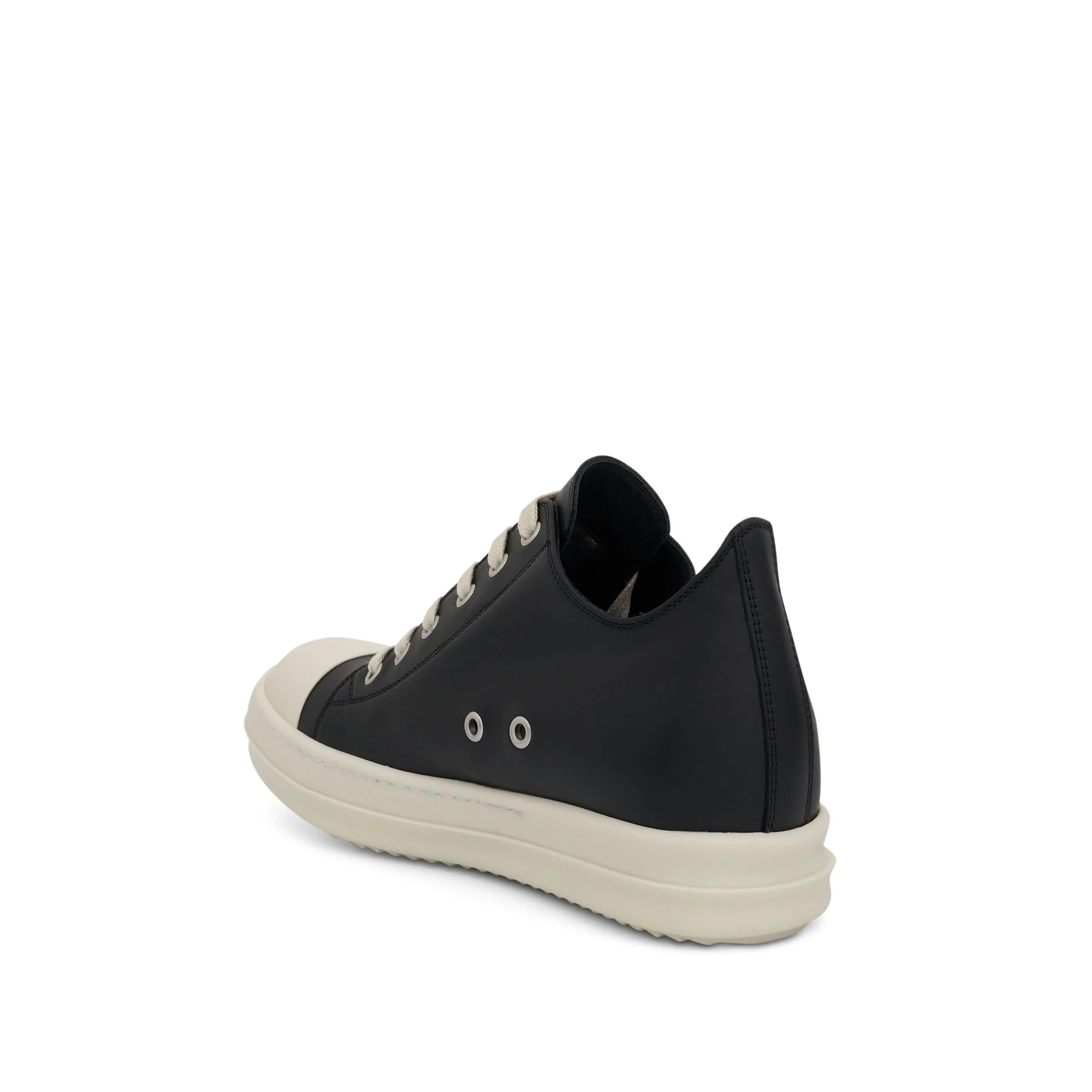 Low Leather Sneakers in Black/Milk - Image 4