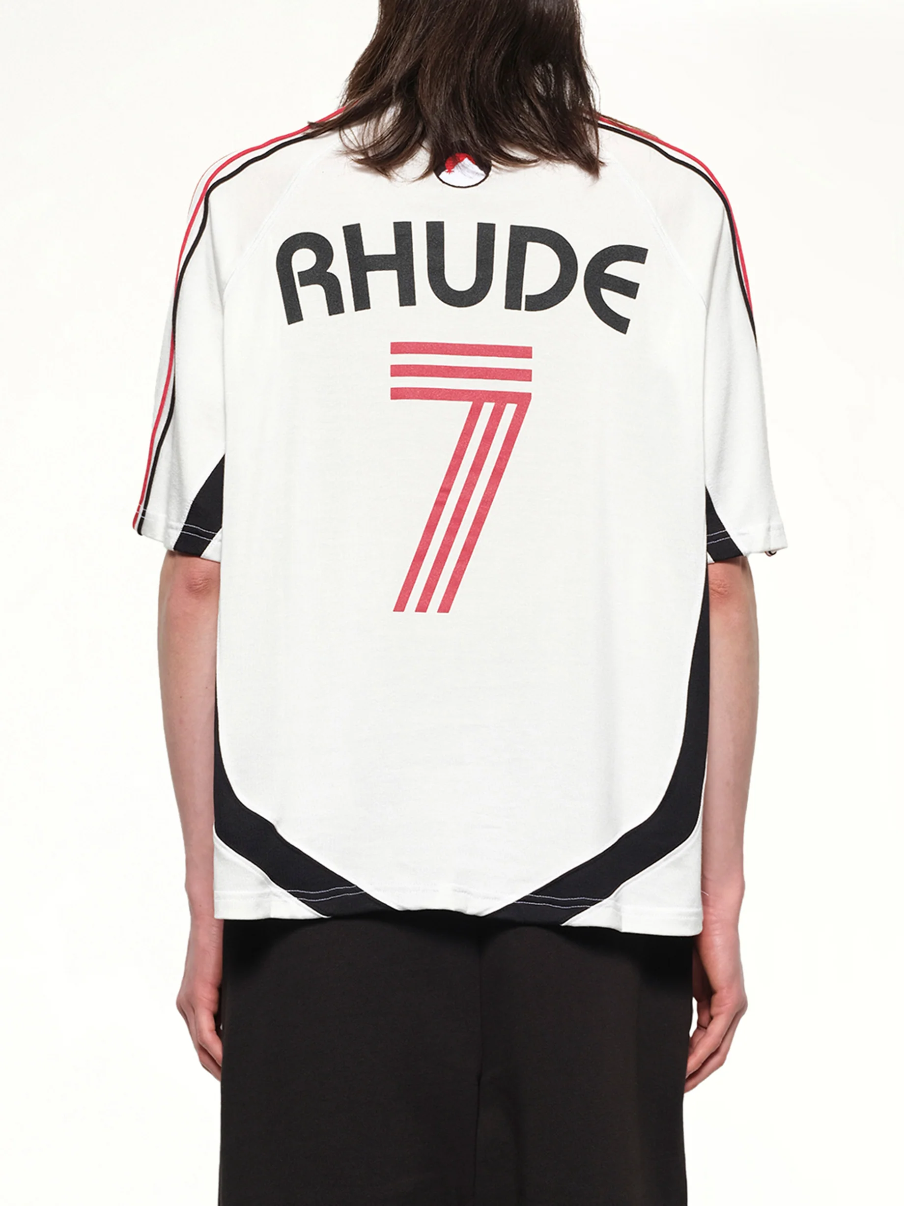 Lundun Soccer Jersey in White/Black/Red - Image 5