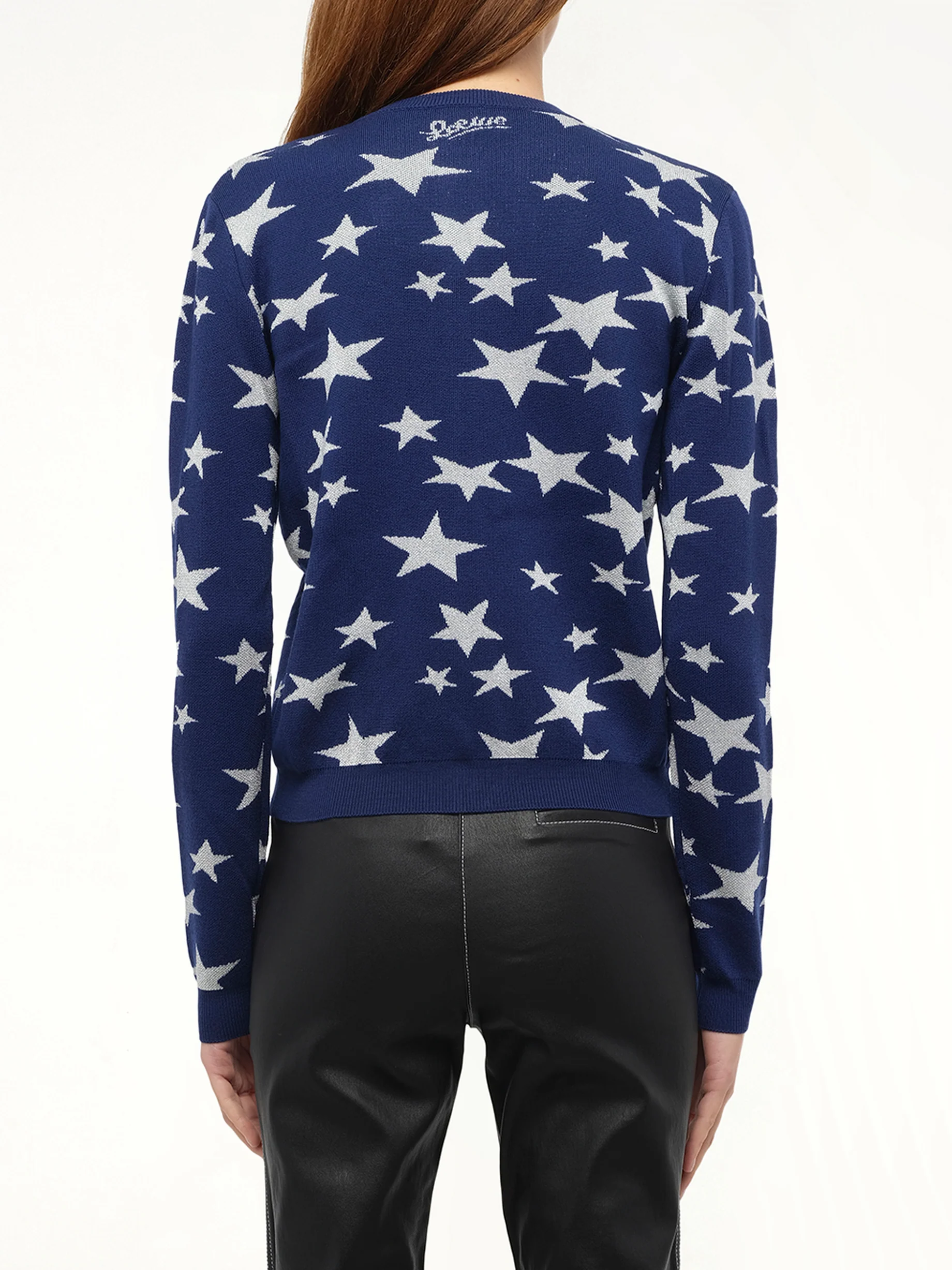 Lurex Stars Cardigan in Navy - Image 6