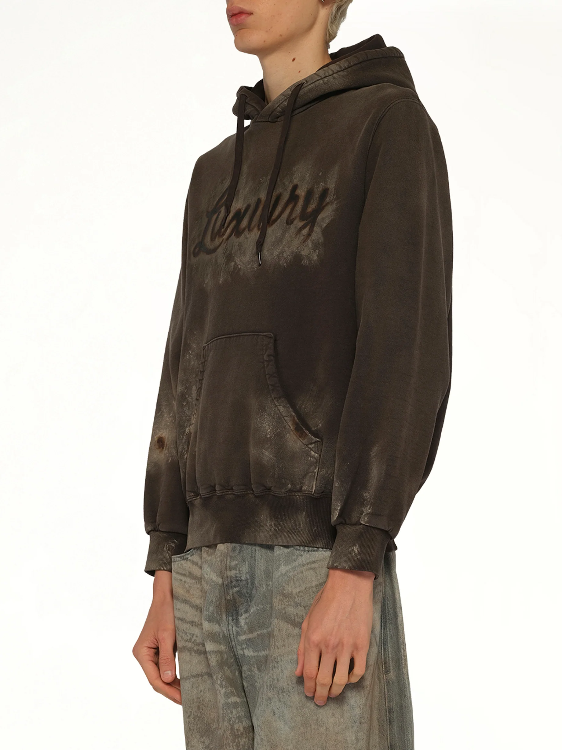 Luxuary Mud Paint Hoodie in Brown - Image 3