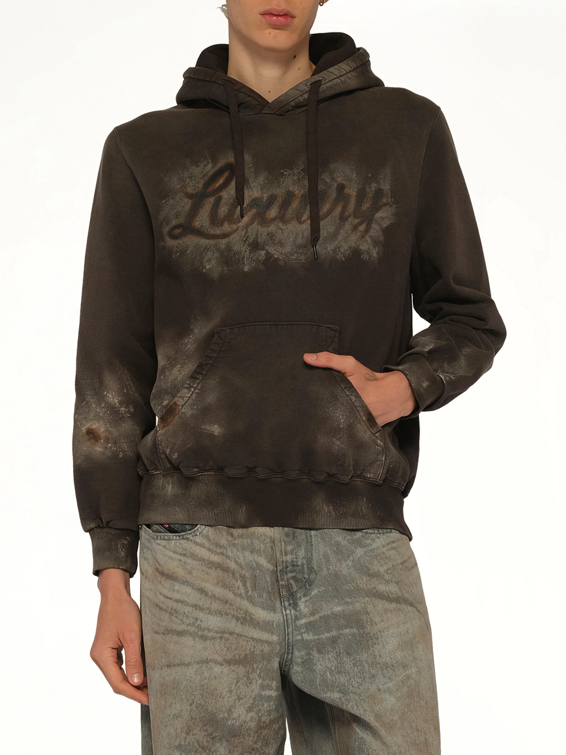 Luxuary Mud Paint Hoodie in Brown - Image 6