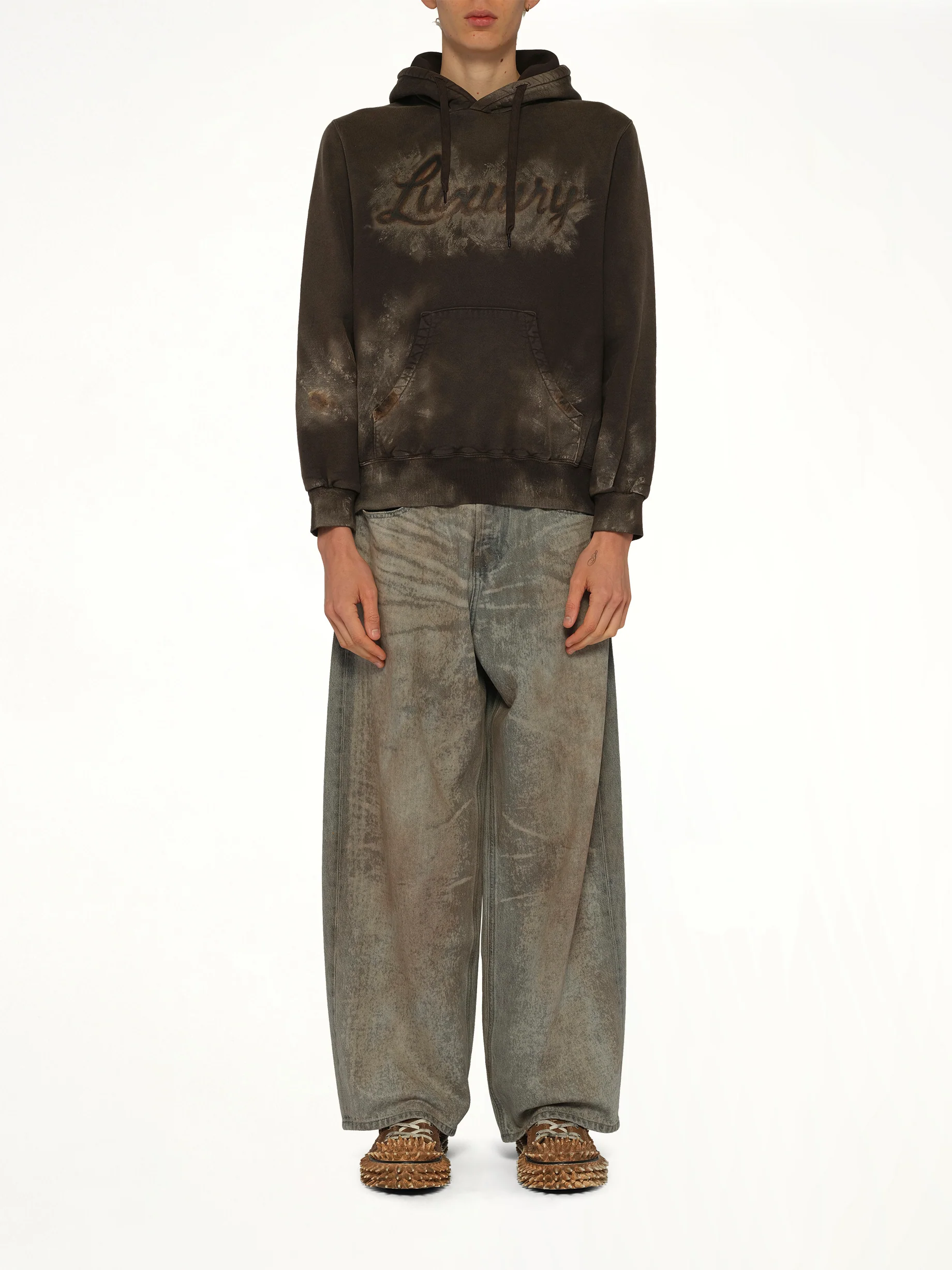 Luxuary Mud Paint Hoodie in Brown - Image 7