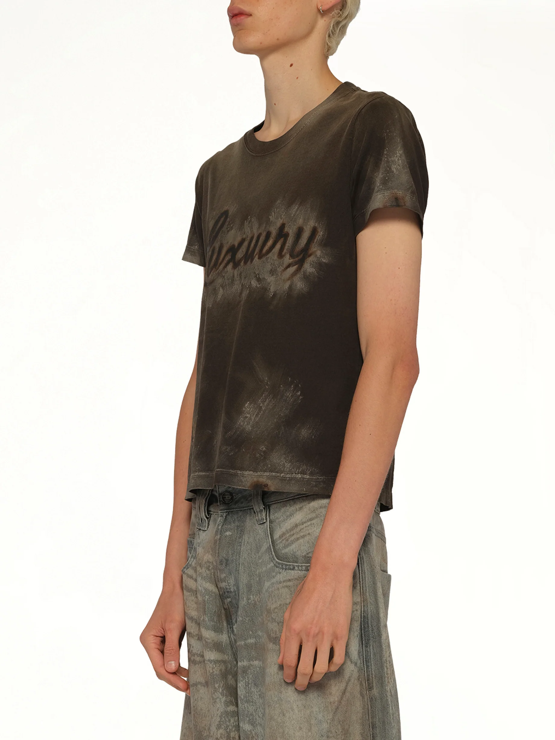 Luxuary Mud Paint T-Shirt in Brown - Image 3
