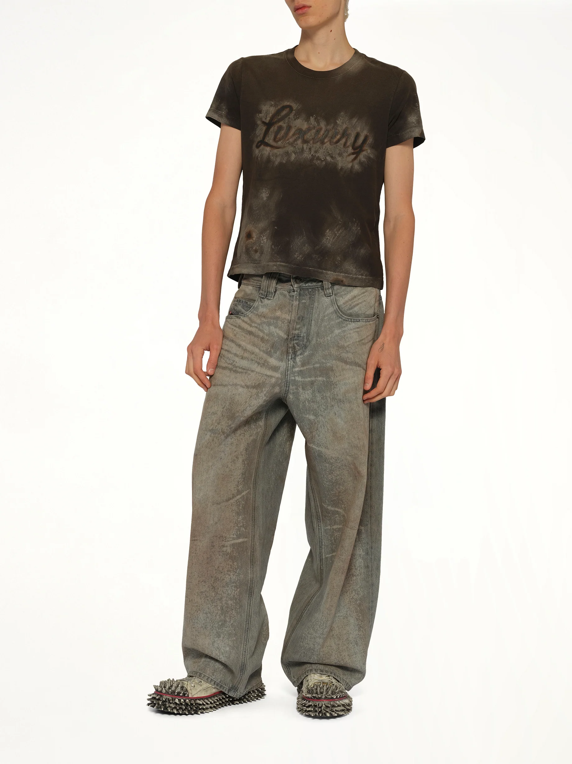 Luxuary Mud Paint T-Shirt in Brown - Image 4