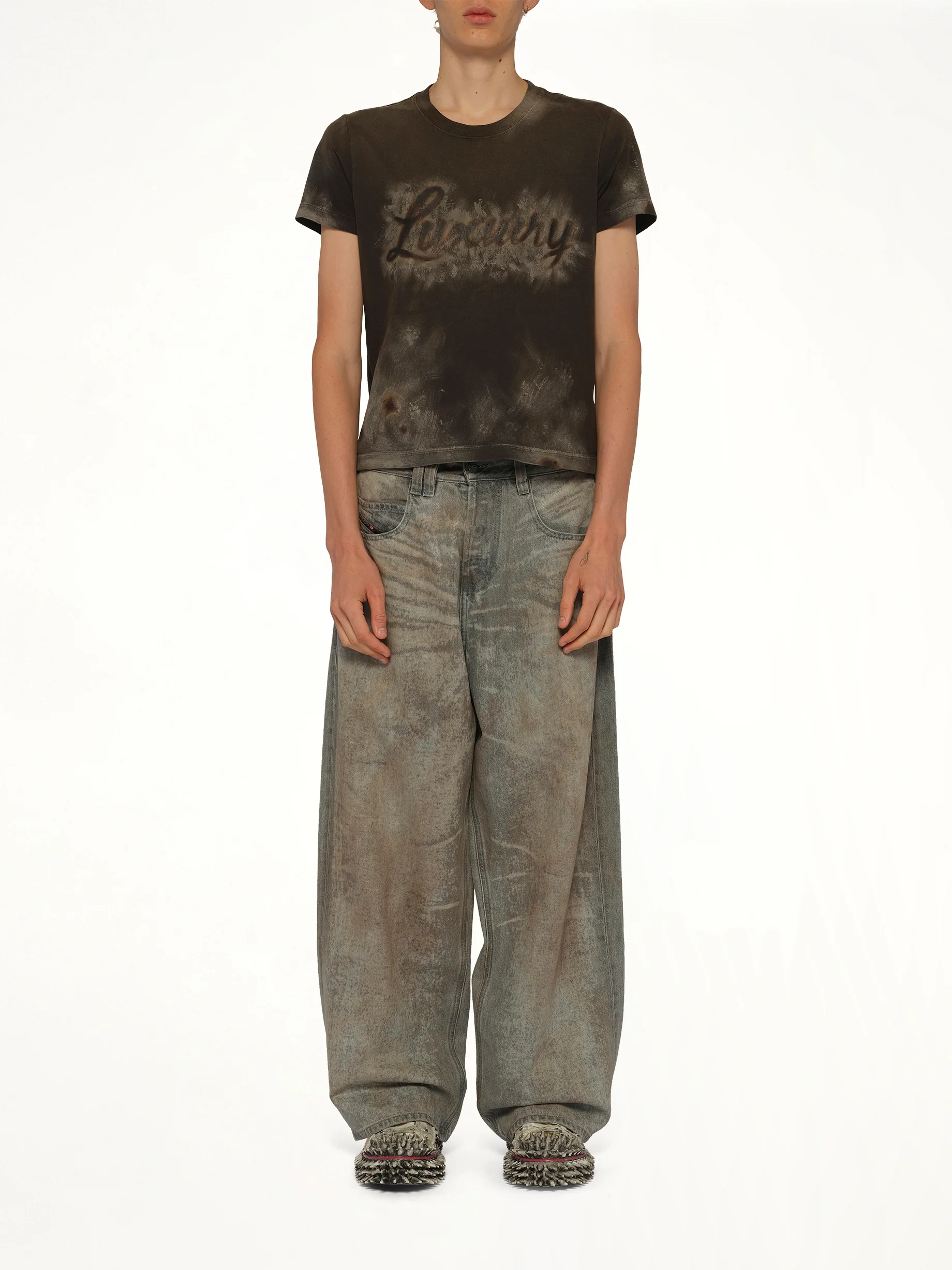 Luxuary Mud Paint T-Shirt in Brown - Image 7