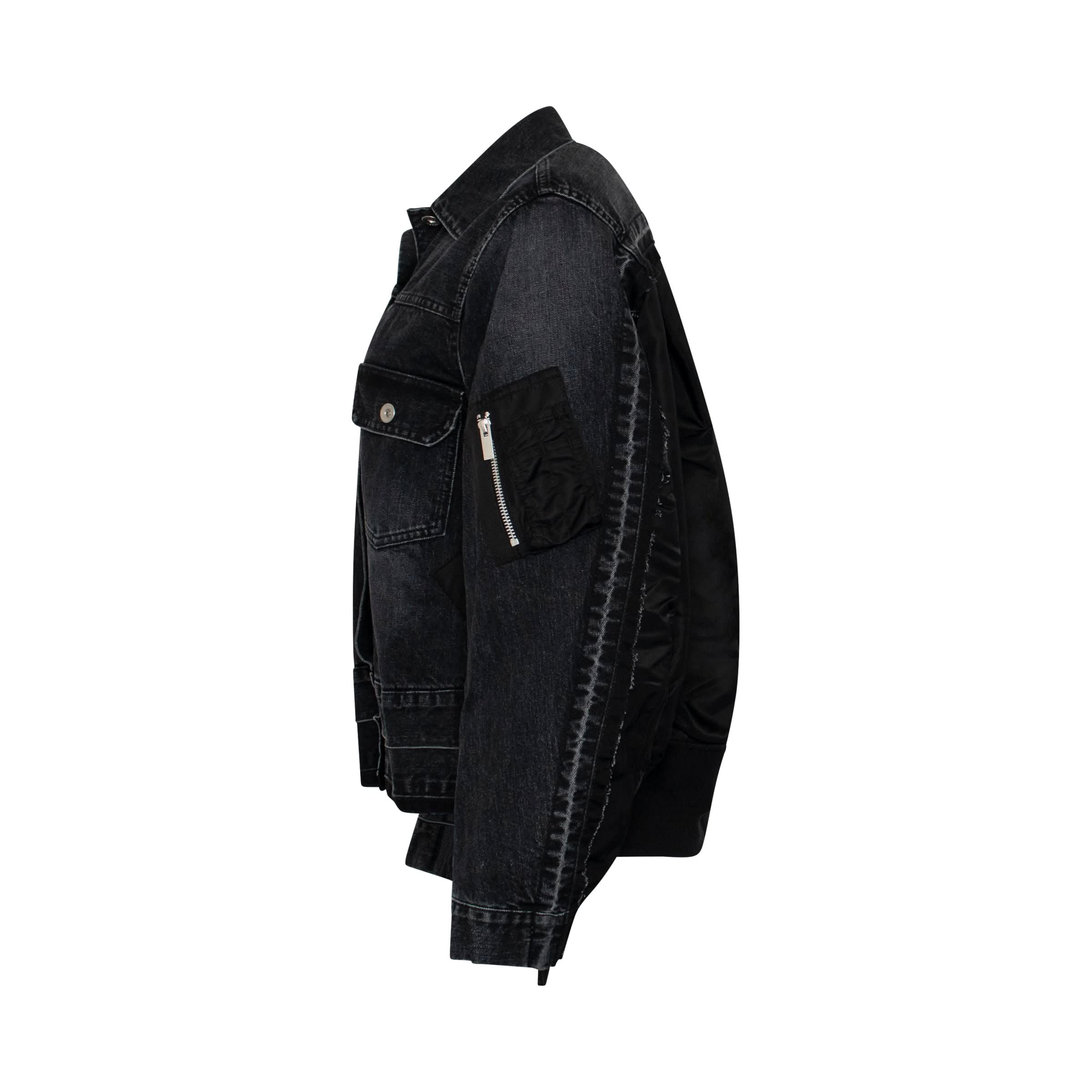 Classic MA-1 Denim Jacket Black - Image 3