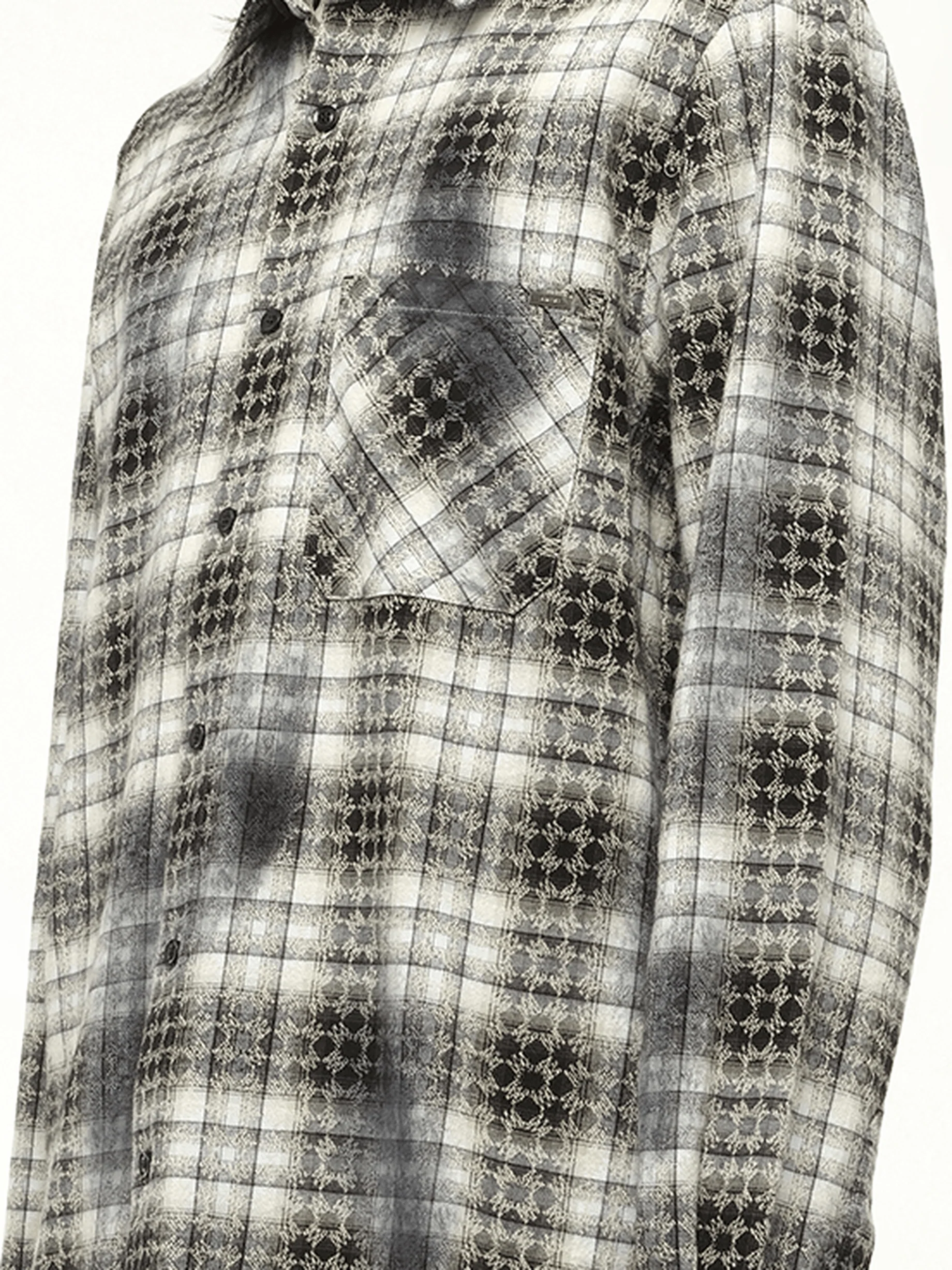 MA Quad Bleach Flannel Shirt in Black - Image 3