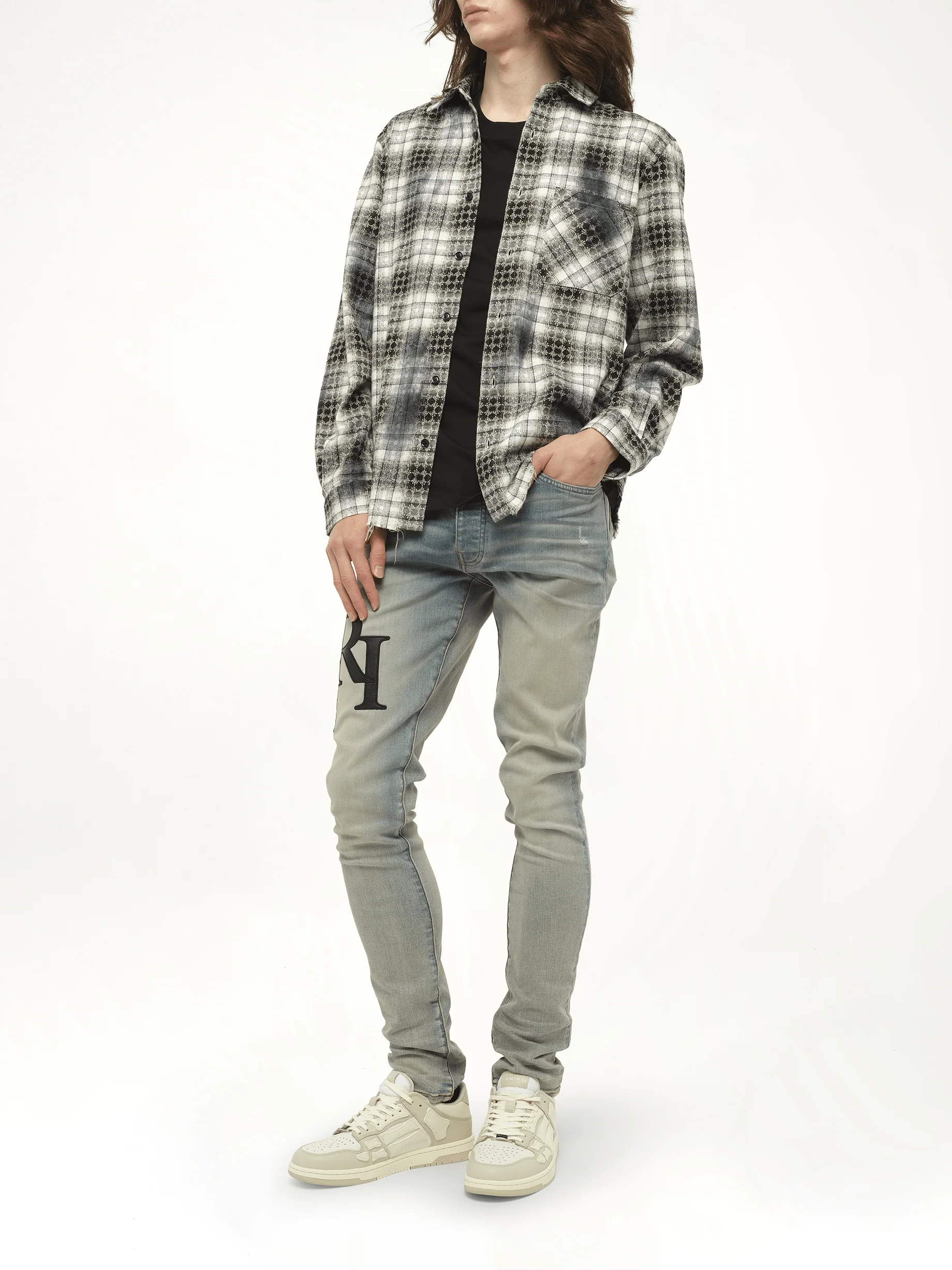MA Quad Bleach Flannel Shirt in Black - Image 4