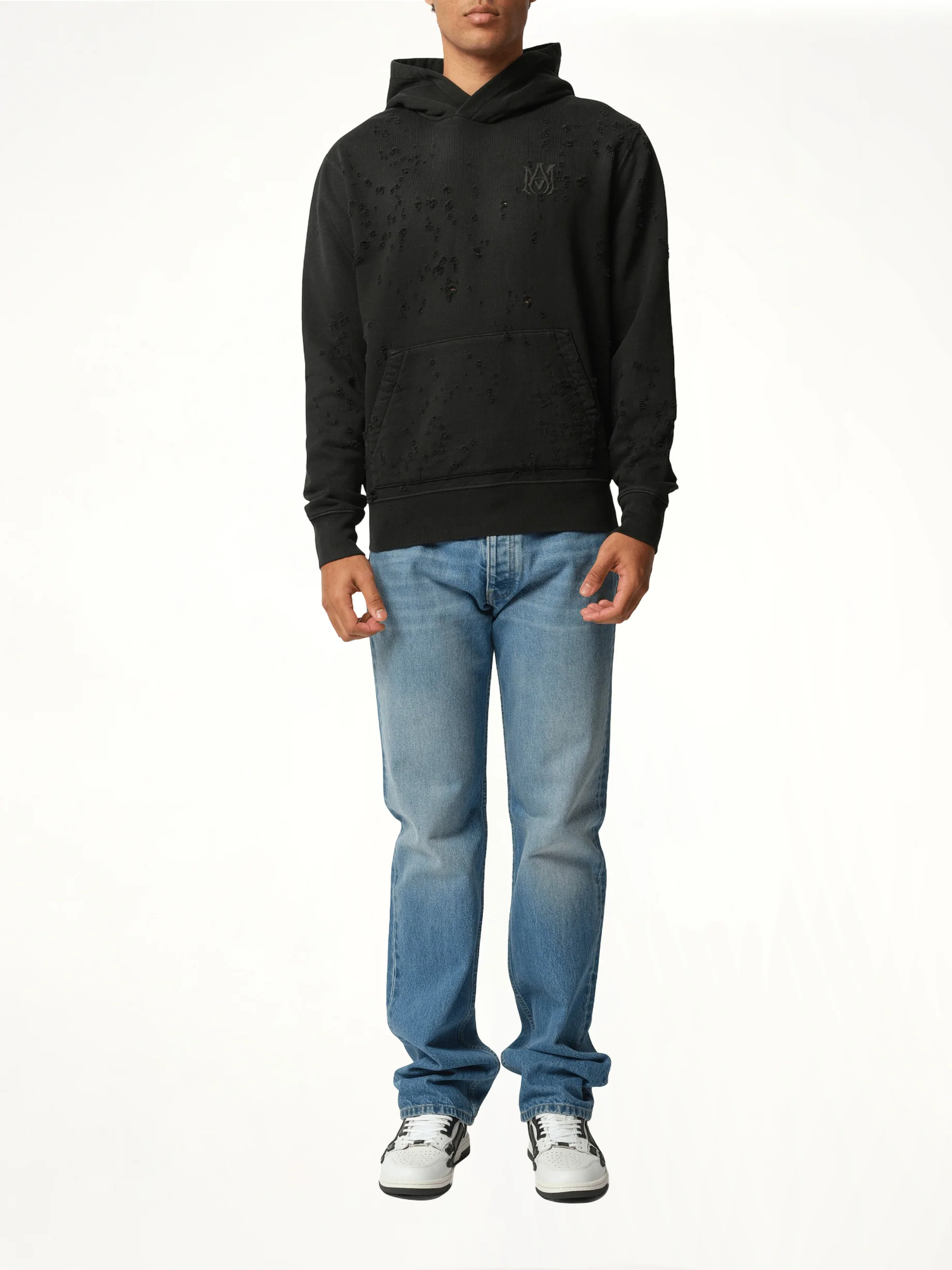 MA Shotgun Embroidered Hoodie in Black - Image 4