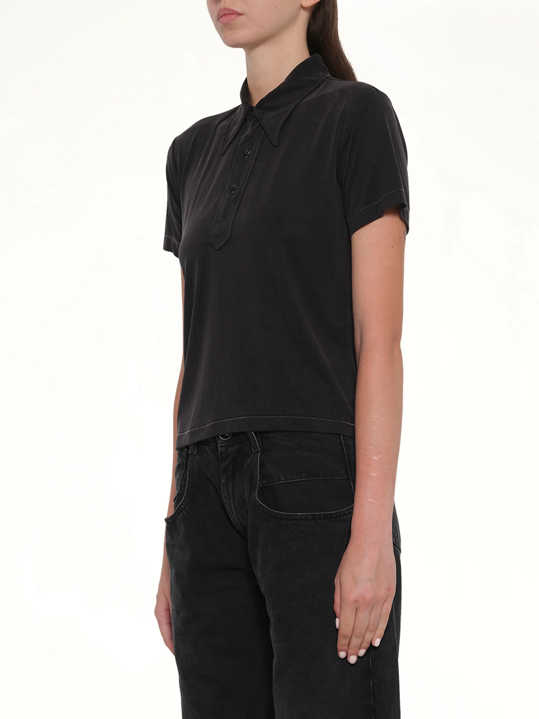 Polo Shirt in Black - Image 3
