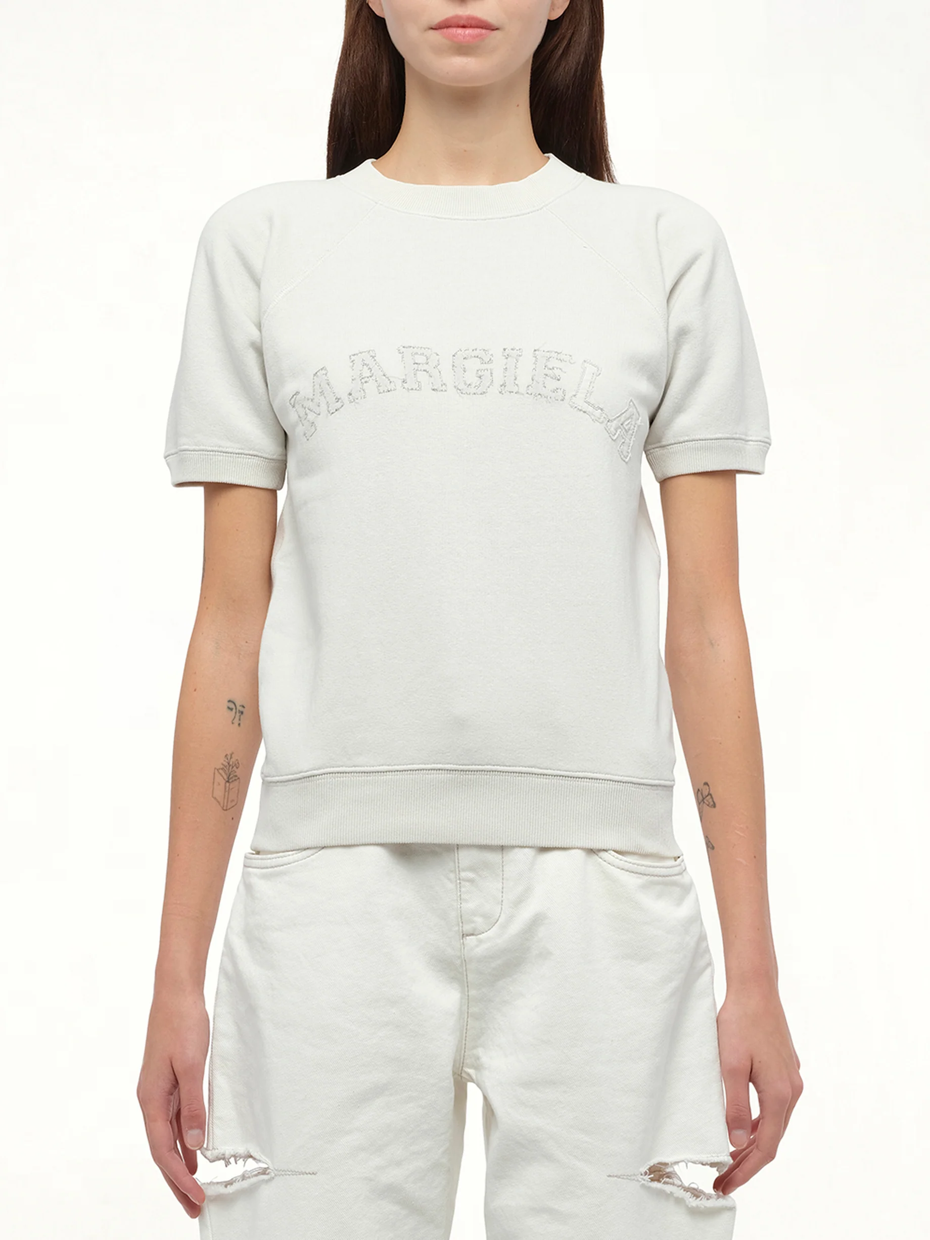 Margiela Short Sleeve Sweatshirt in Butter