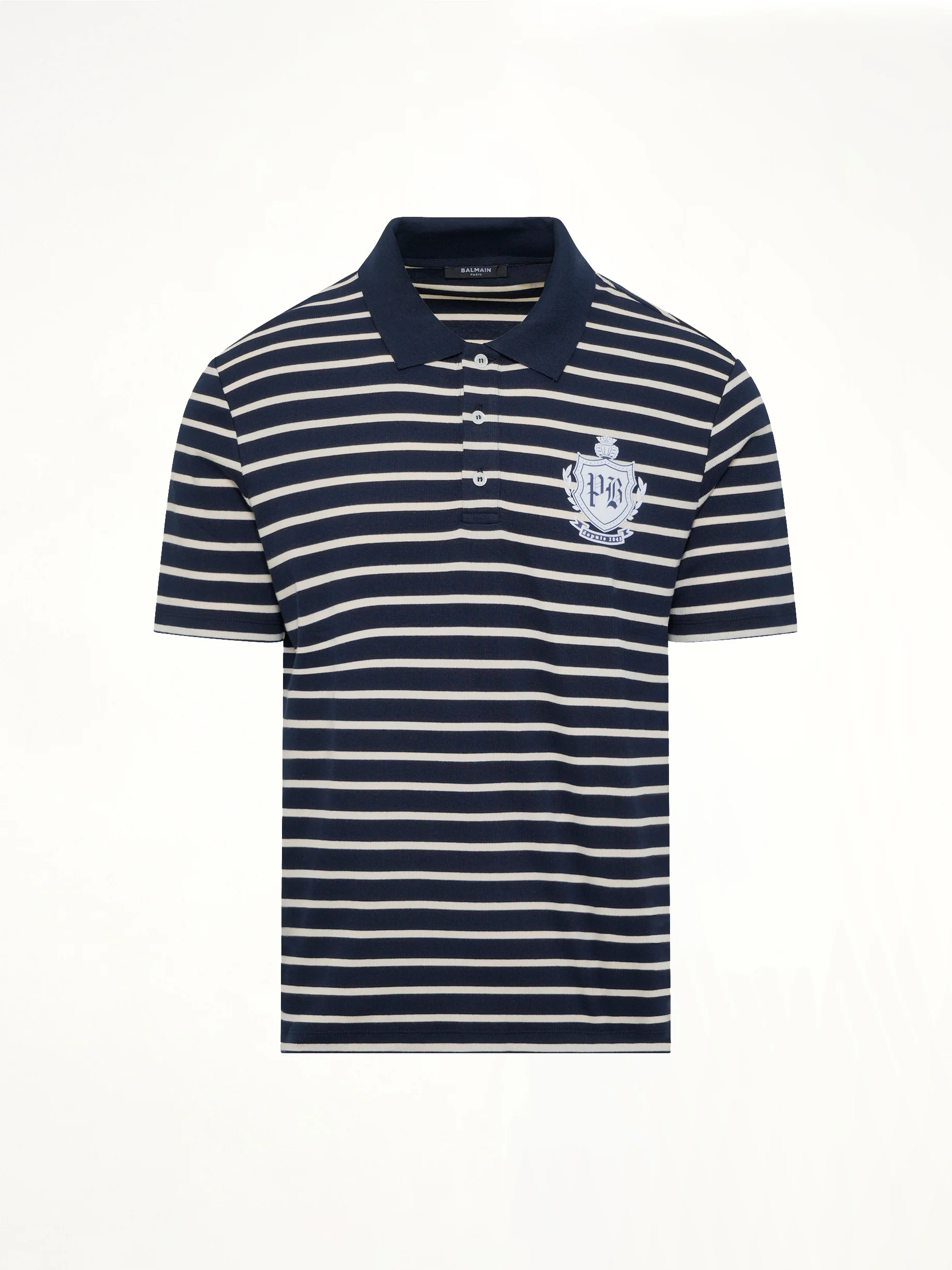 Marinier College Emblem Polo in Blue/Beige/White - Image 2