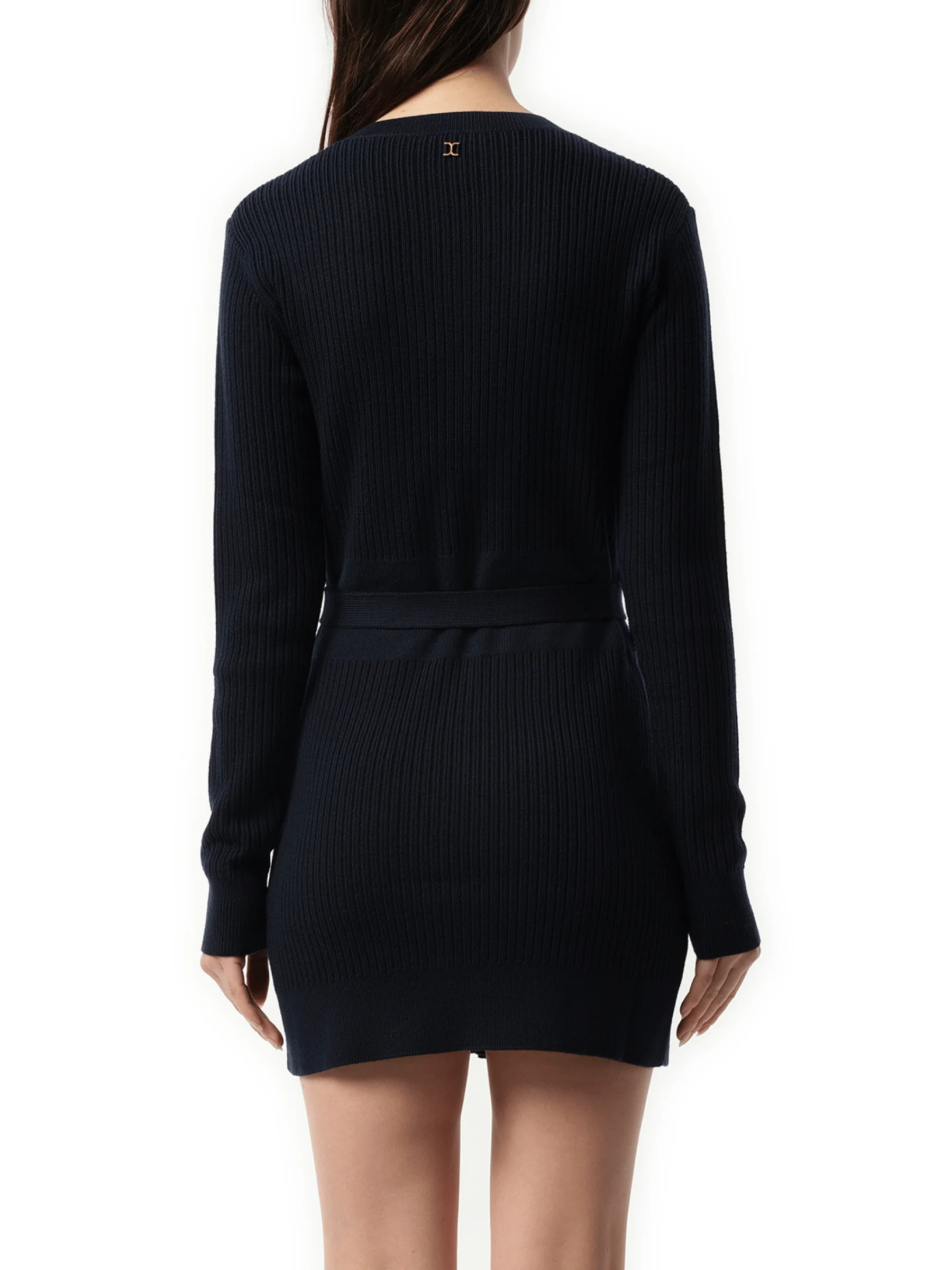 Long Fitted Cardigan in Navy - Image 6