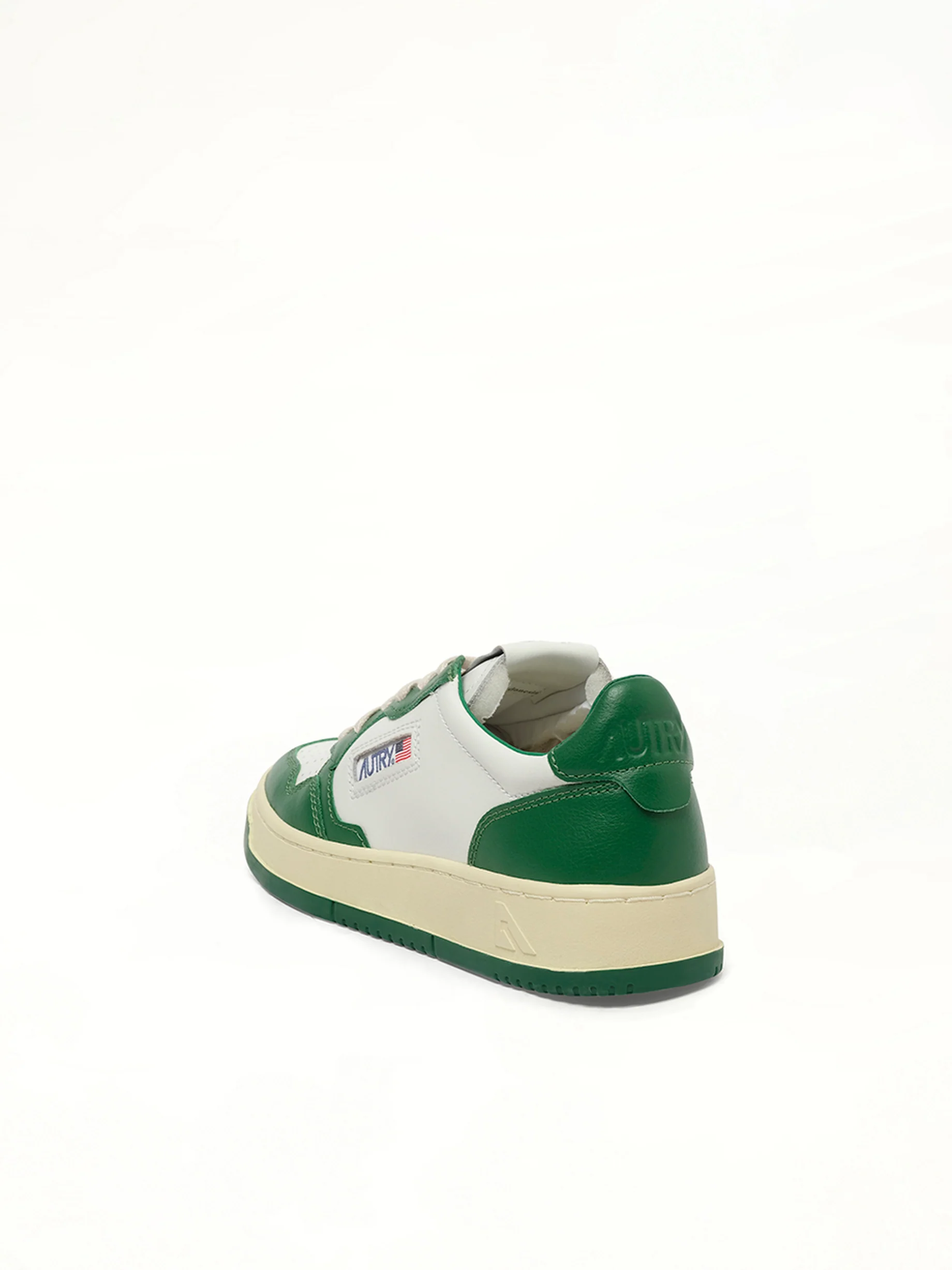 Medalist Low Bicolour Sneakers in White/Green - Image 4