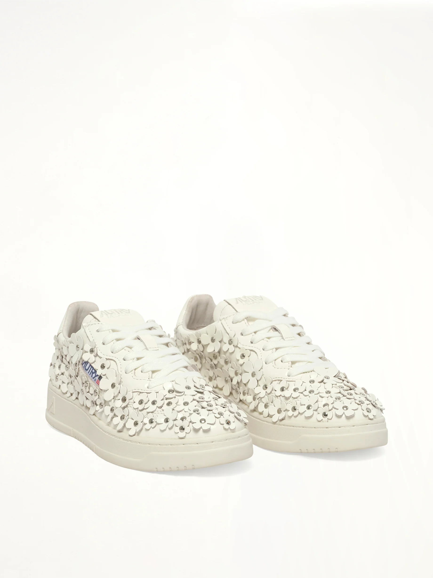 Medalist Low Patent Flower Sneaker in White - Image 2
